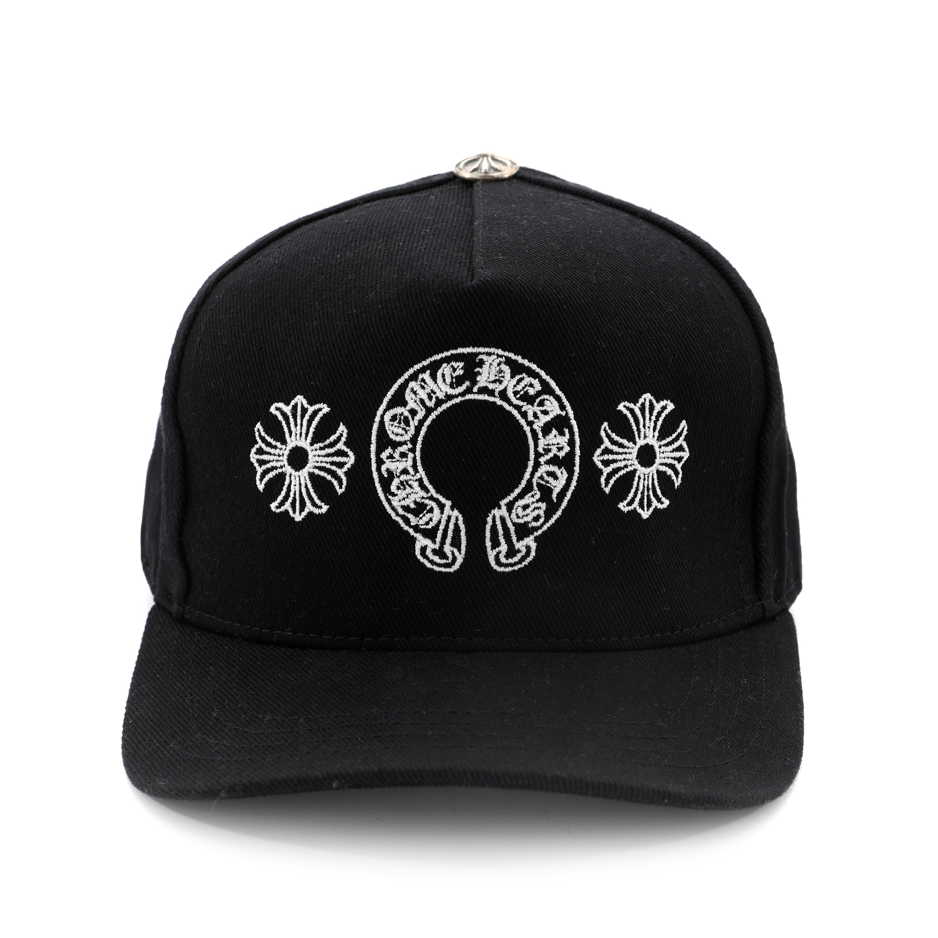 CHROME HEARTS ブラックキャップ OSサイズ Upgrade Your Style with an Authentic Chrome Hearts Black Crest