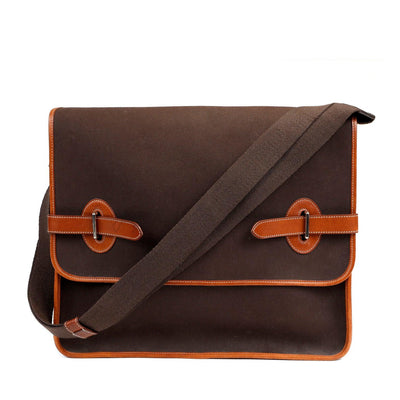 Hermès Brown Canvas Oversized Messenger Bag - Only Authentics