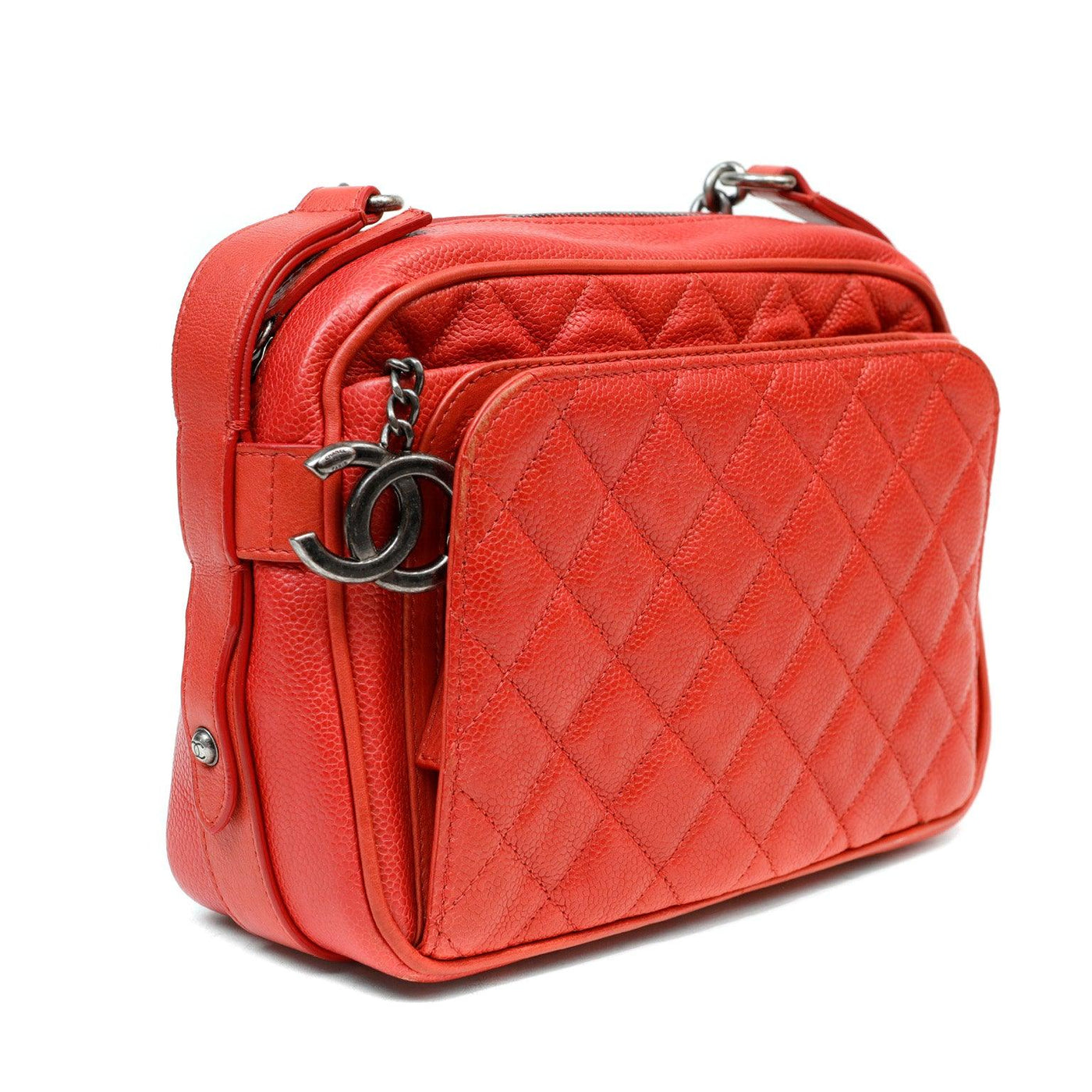 Chanel Red Caviar Leather Crossbody Bag - Only Authentics