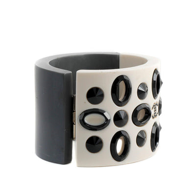 Chanel White Resin and Crystal Magnetic Cuff Runway - Only Authentics