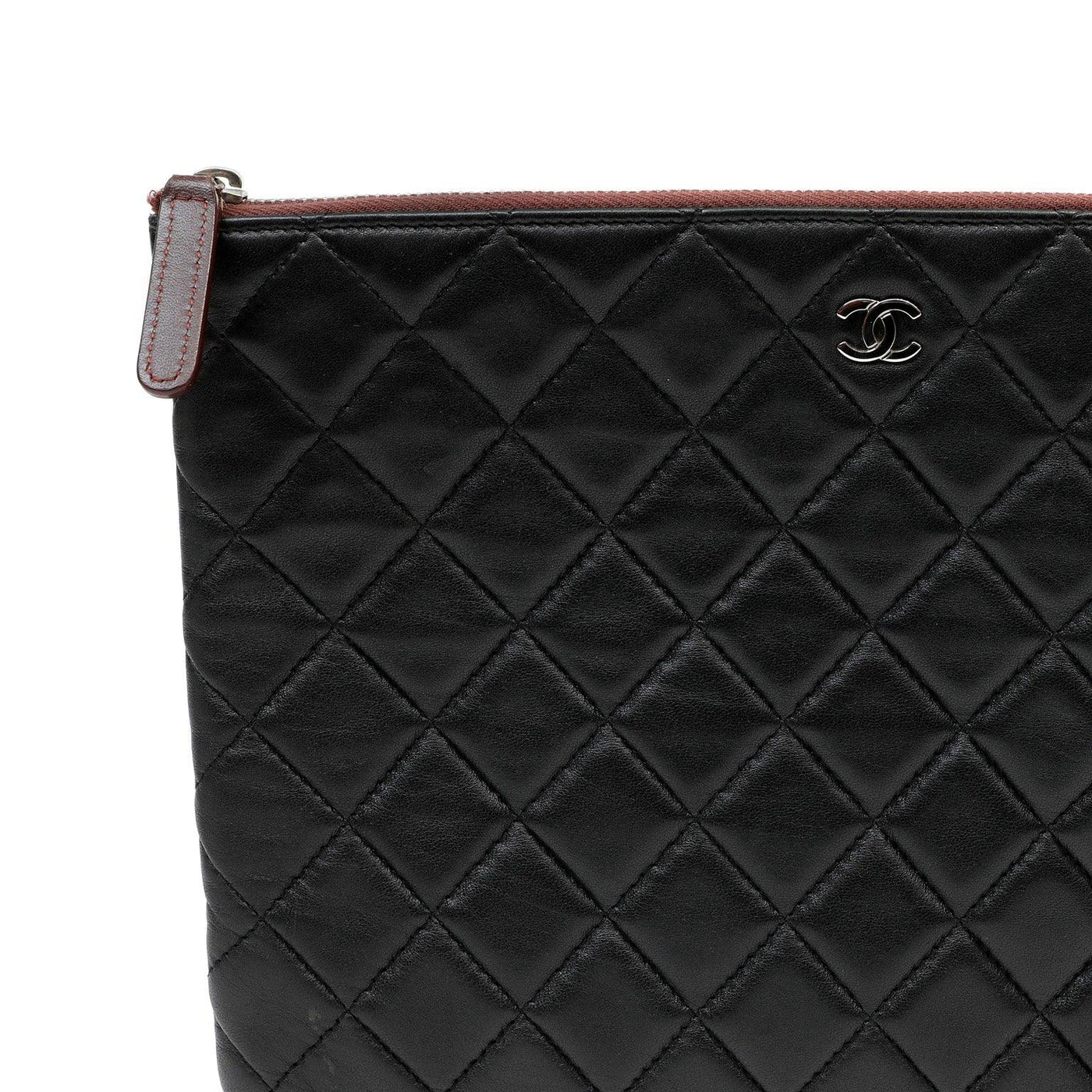 Chanel Small Black Quilted Lambskin Classic O-Case w/ Silver Hardware - Only Authentics