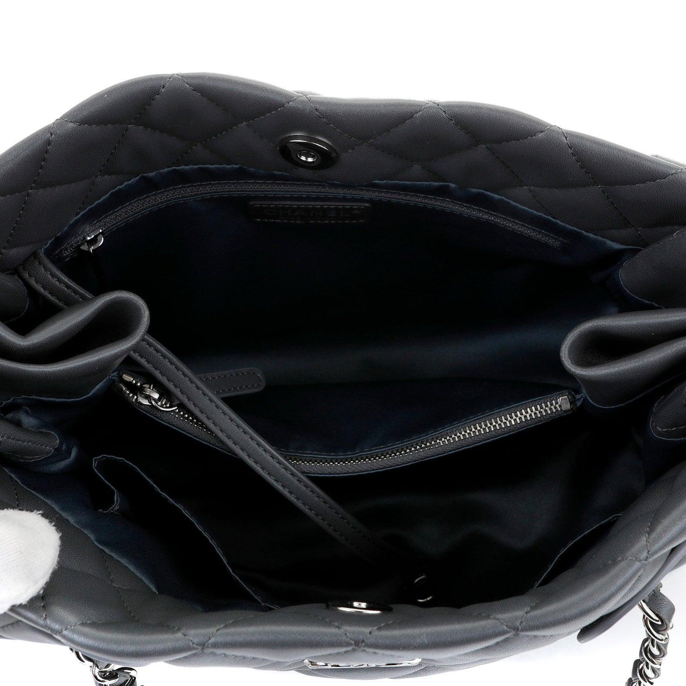 Chanel Graphite Lambskin Small Tote with Silver Hardware - Only Authentics