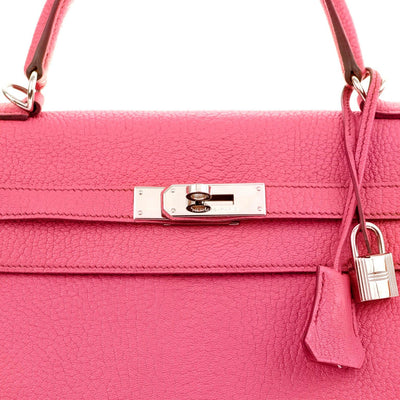 Hermès 35cm Shocking Pink Chevre Kelly with Palladium - Only Authentics