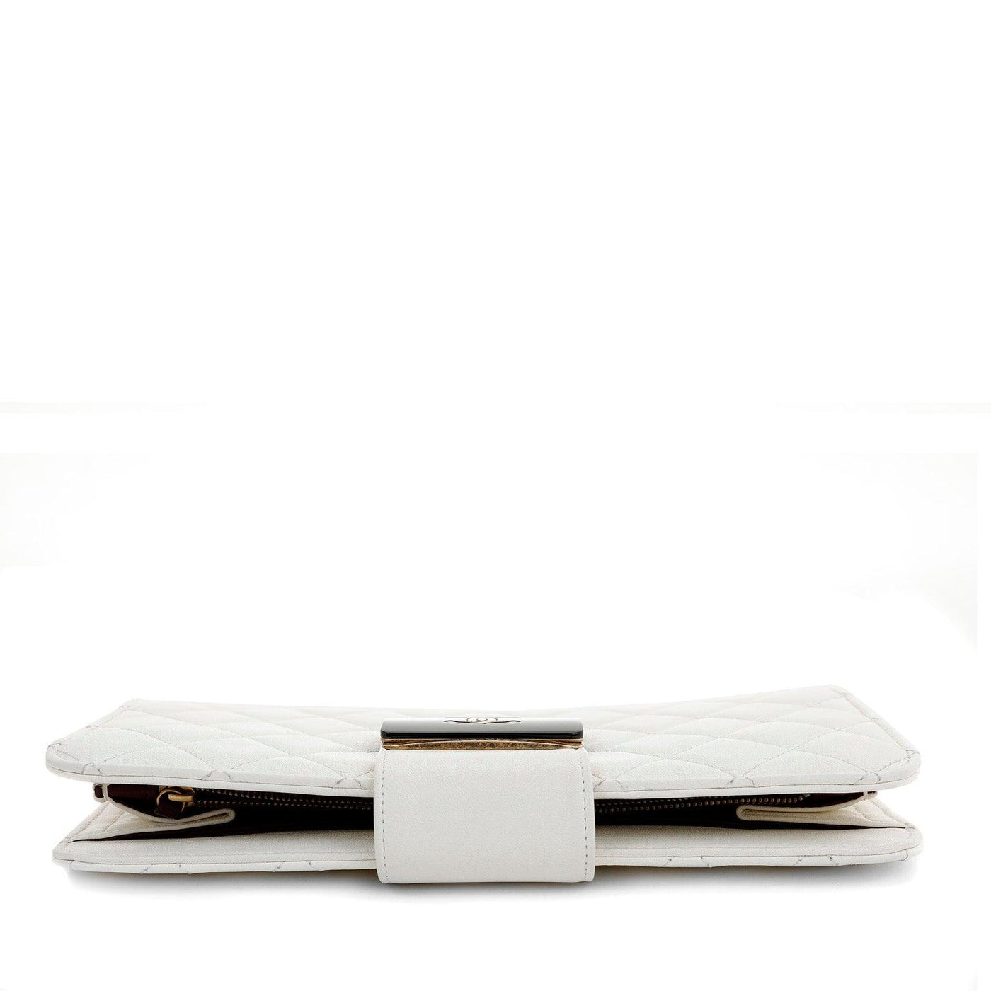 Chanel Ivory Lambskin Clutch with CC Enamel & Bronze Hardware - Only Authentics