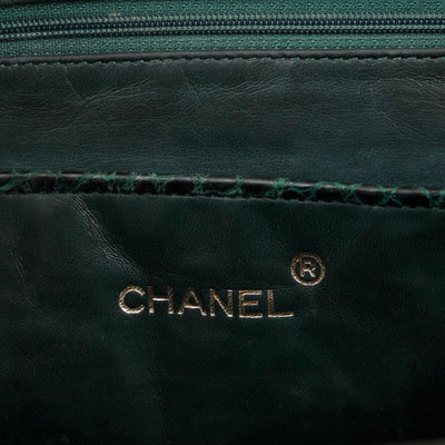 Chanel Dark Green Crocodile Tote Briefcase with Gold Hardware - Only Authentics