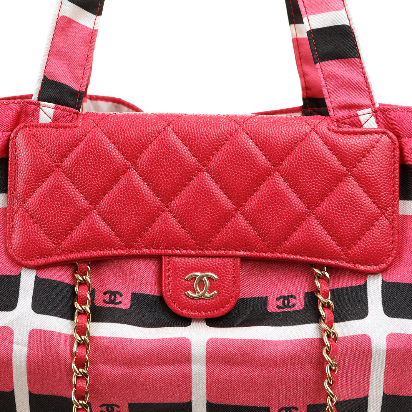 Chanel Magenta Caviar WOC Convertible Satin Tote with Gold Hardware
