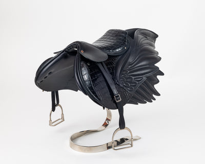 Hermès Black Pegasus Crocodile Saddle Sculpture with Palladium Hardware