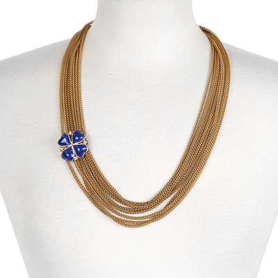 Chanel Blue Clover Gold Multi Chain Necklace - Only Authentics