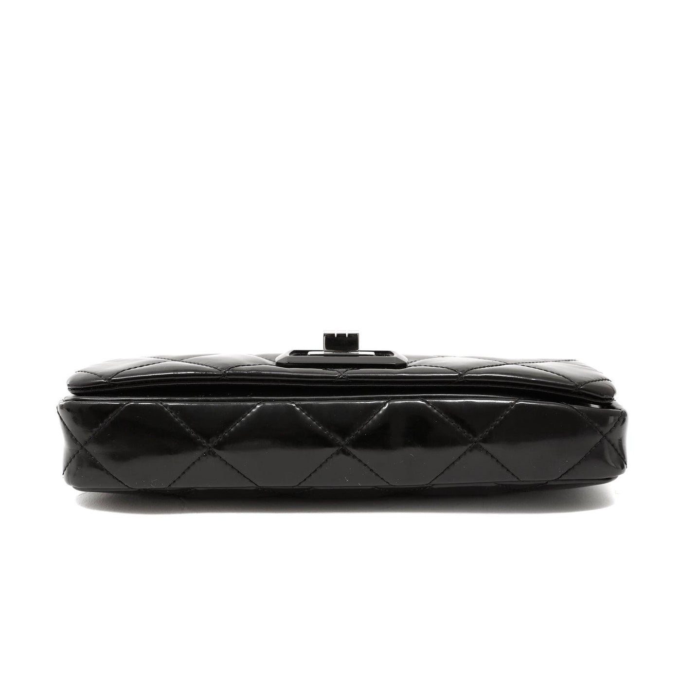 Chanel Black Patent Leather East West Reissue Flap Bag - Only Authentics
