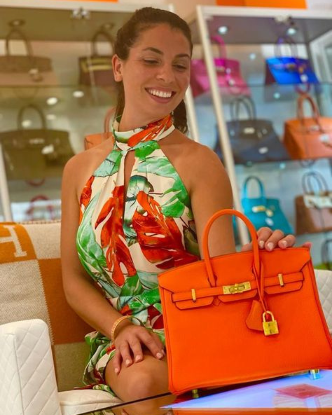 Bright Orange Hermes Constance Bag with Silver Hardware