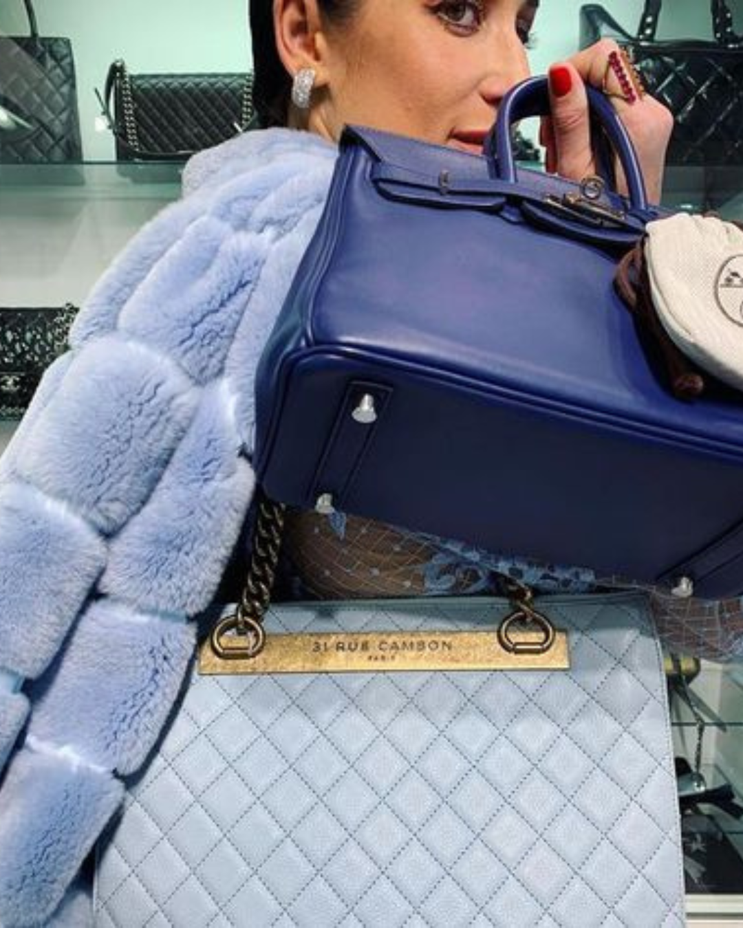 Hermes Mini Constance Bag in Vibrant Blue Jean Leather