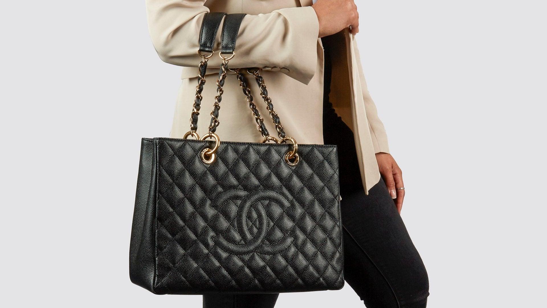 chanel black studded bag purse