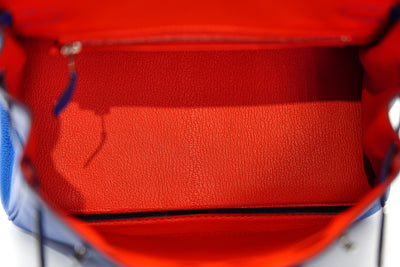 Hermès Bleu Zellige and Capucine Taurillon Novillo Verso Birkin 25