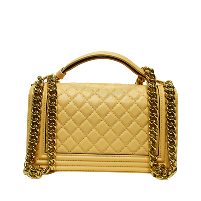 Chanel Beige Lambskin Smal Boy Bag w/ Champagne Gold Hardware