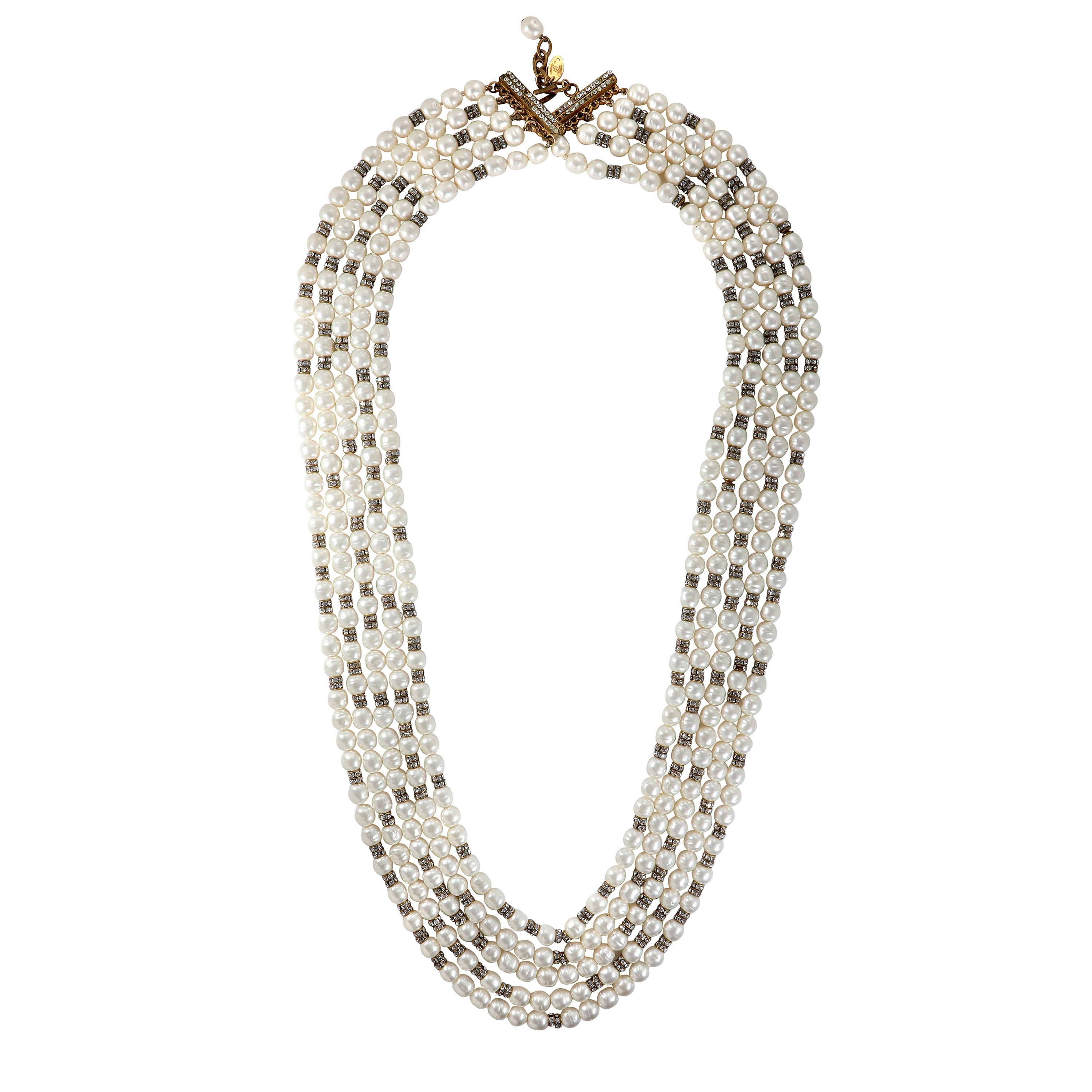 Chanel White Pearl Beaded Multi Layer Necklace