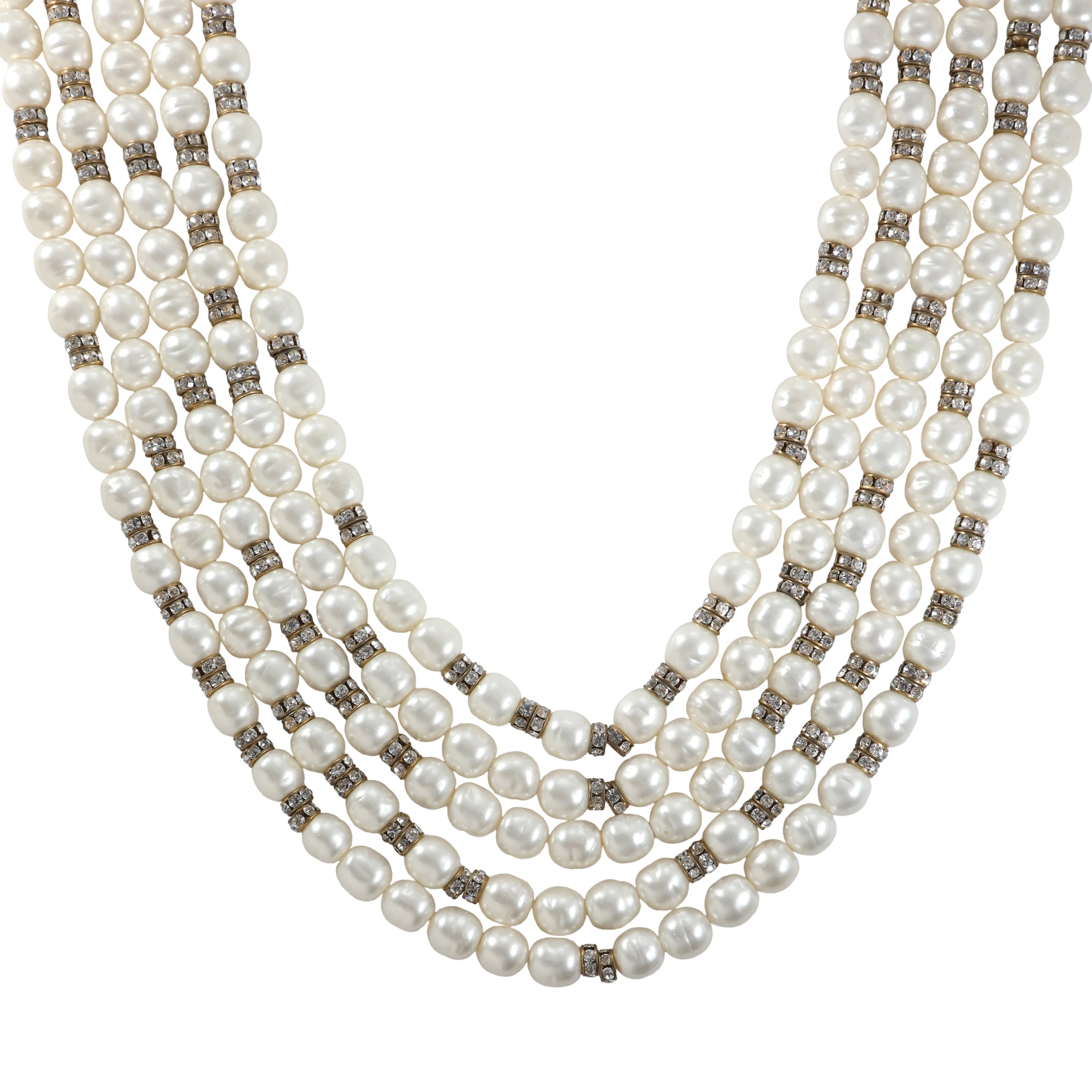 Chanel White Pearl Beaded Multi Layer Necklace