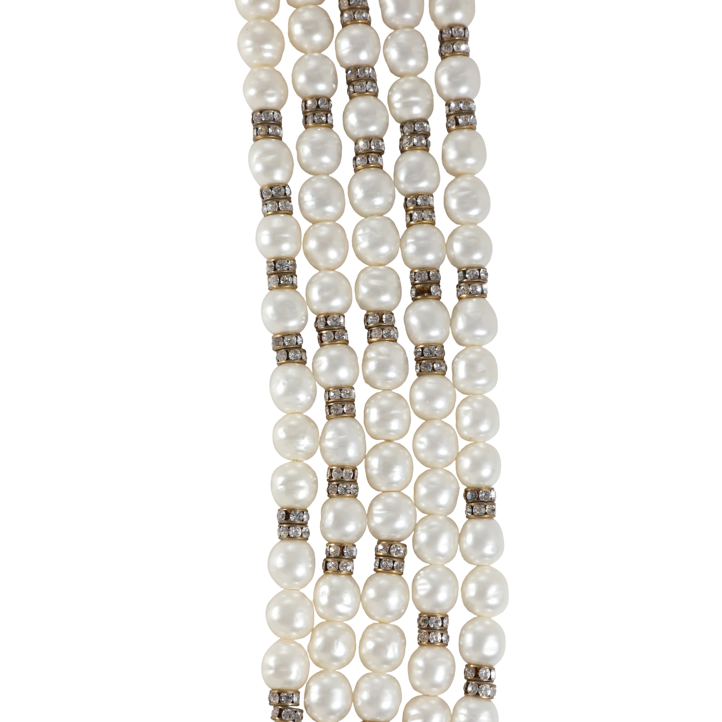 Chanel White Pearl Beaded Multi Layer Necklace