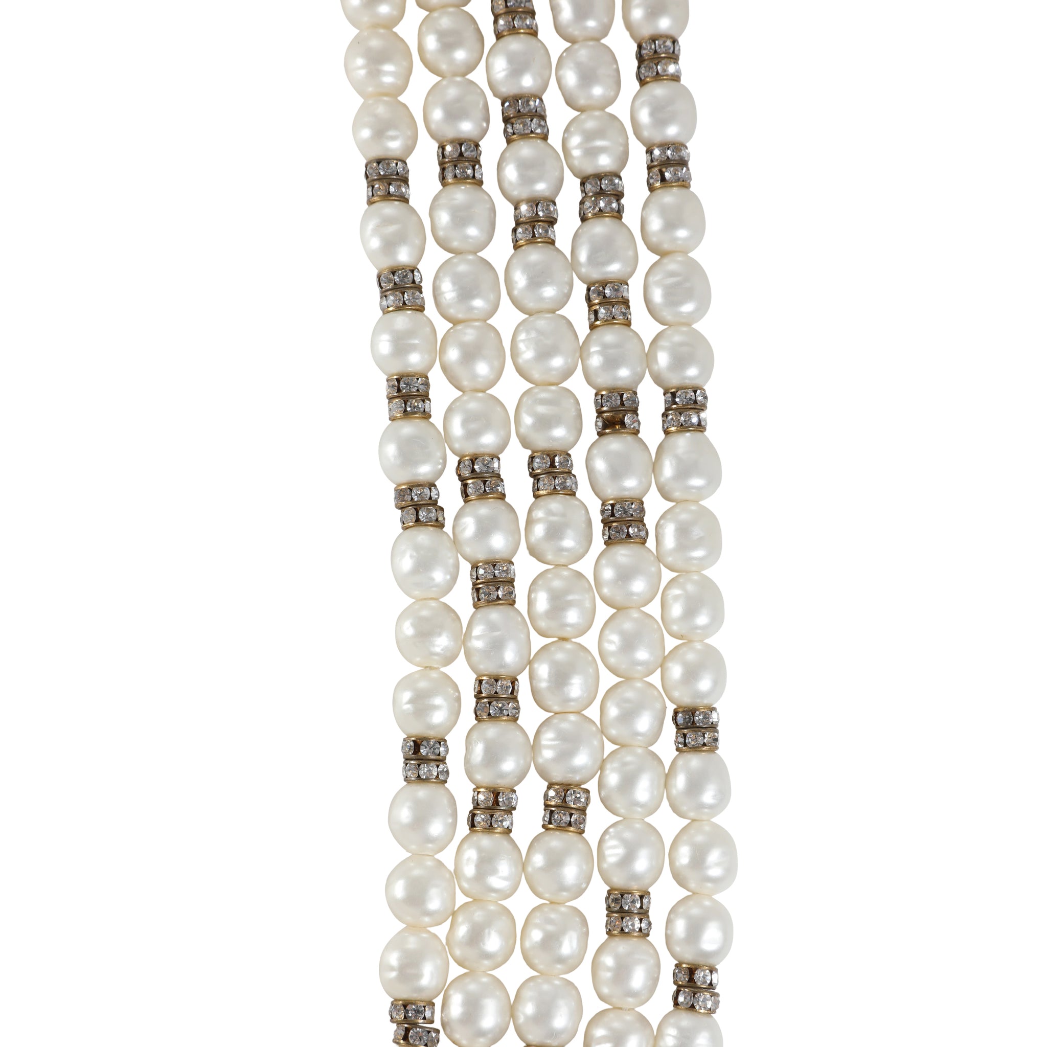Chanel White Pearl Beaded Multi Layer Necklace