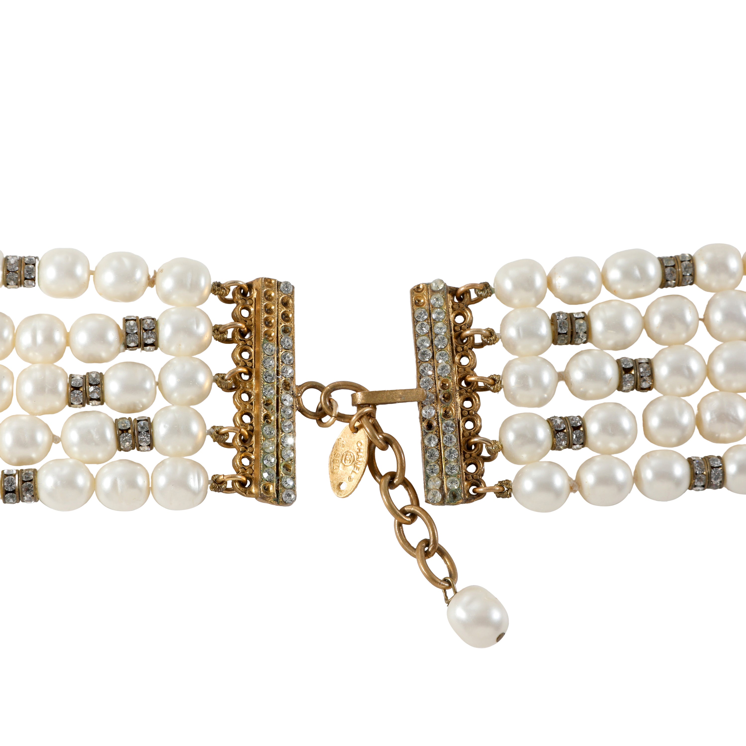 Chanel White Pearl Beaded Multi Layer Necklace