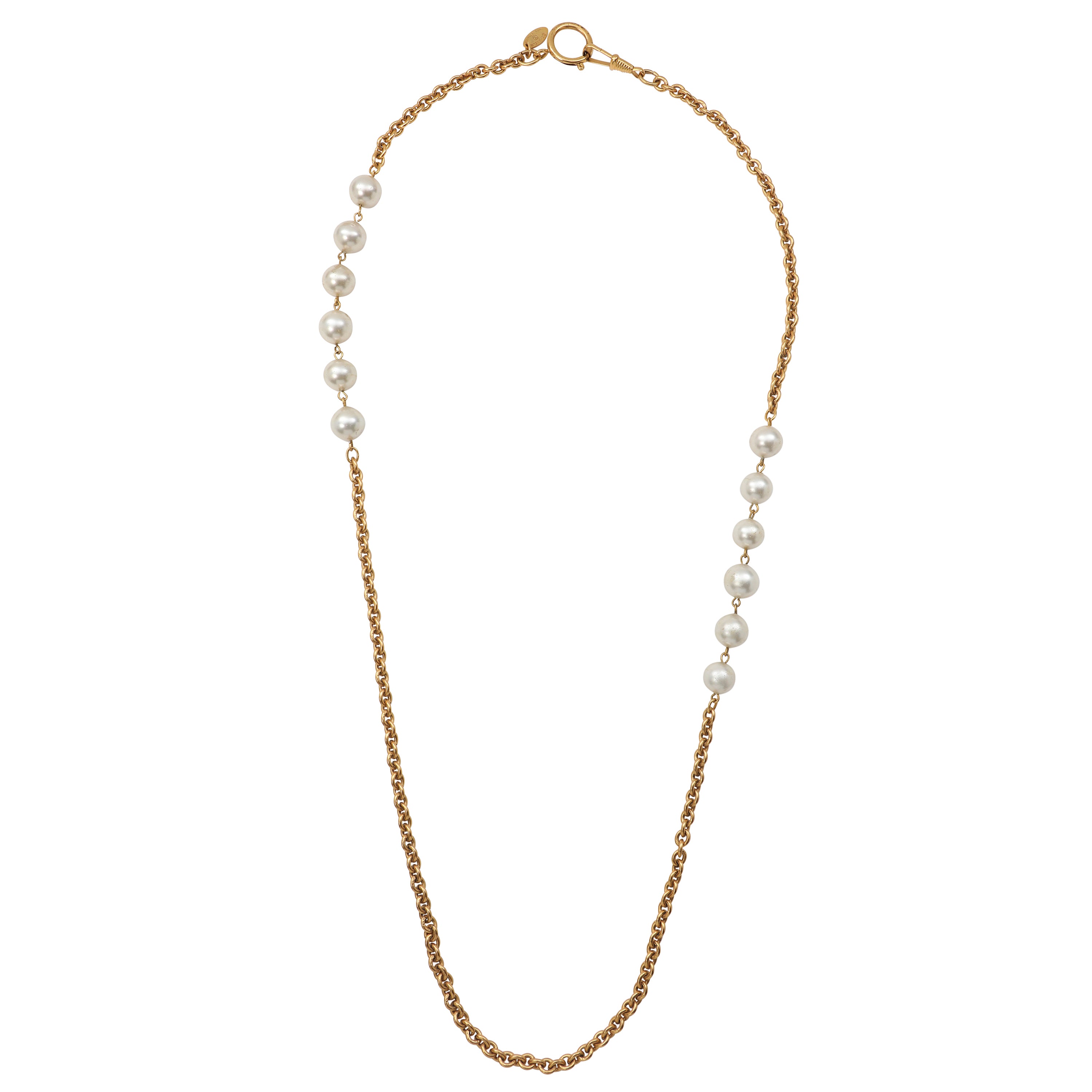 Chanel Vintage 2 Section Pearl and Gold Necklace