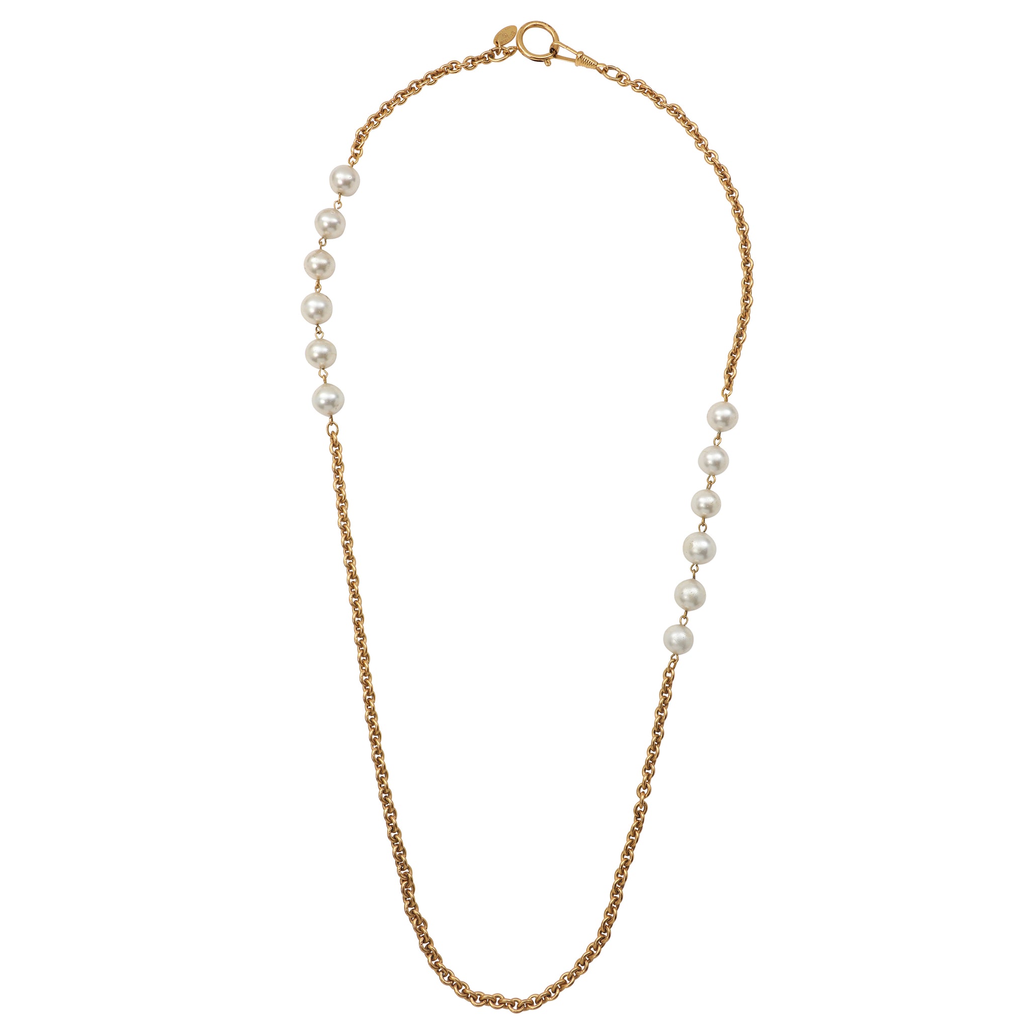 Chanel Vintage 2 Section Pearl and Gold Necklace