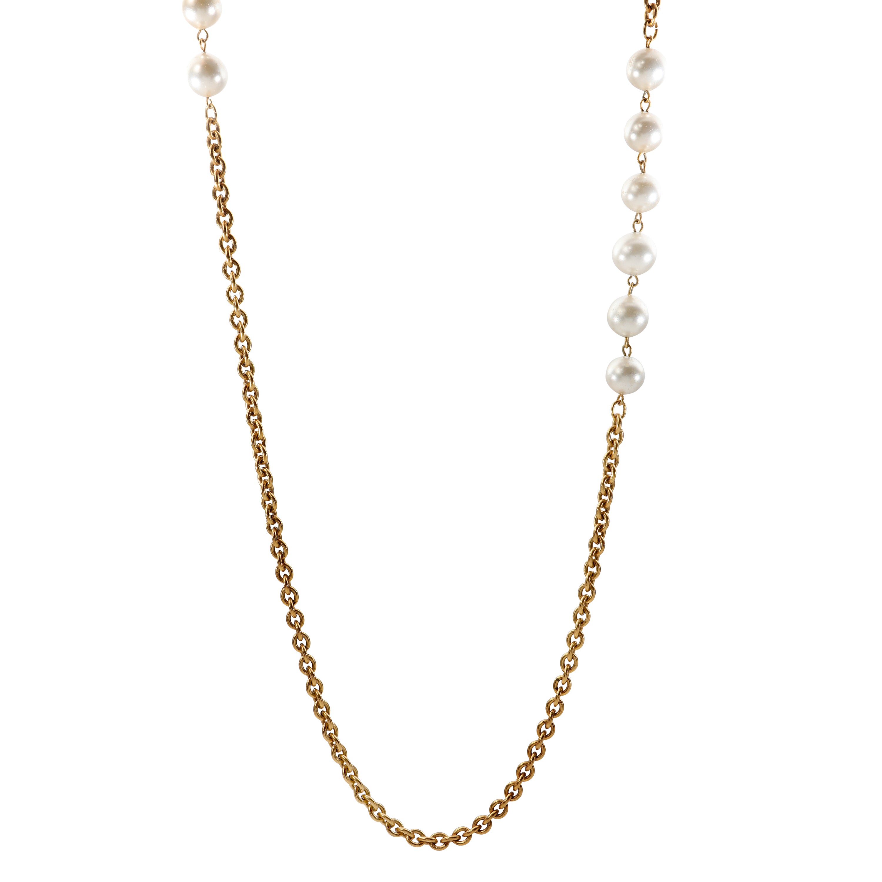 Chanel Vintage 2 Section Pearl and Gold Necklace