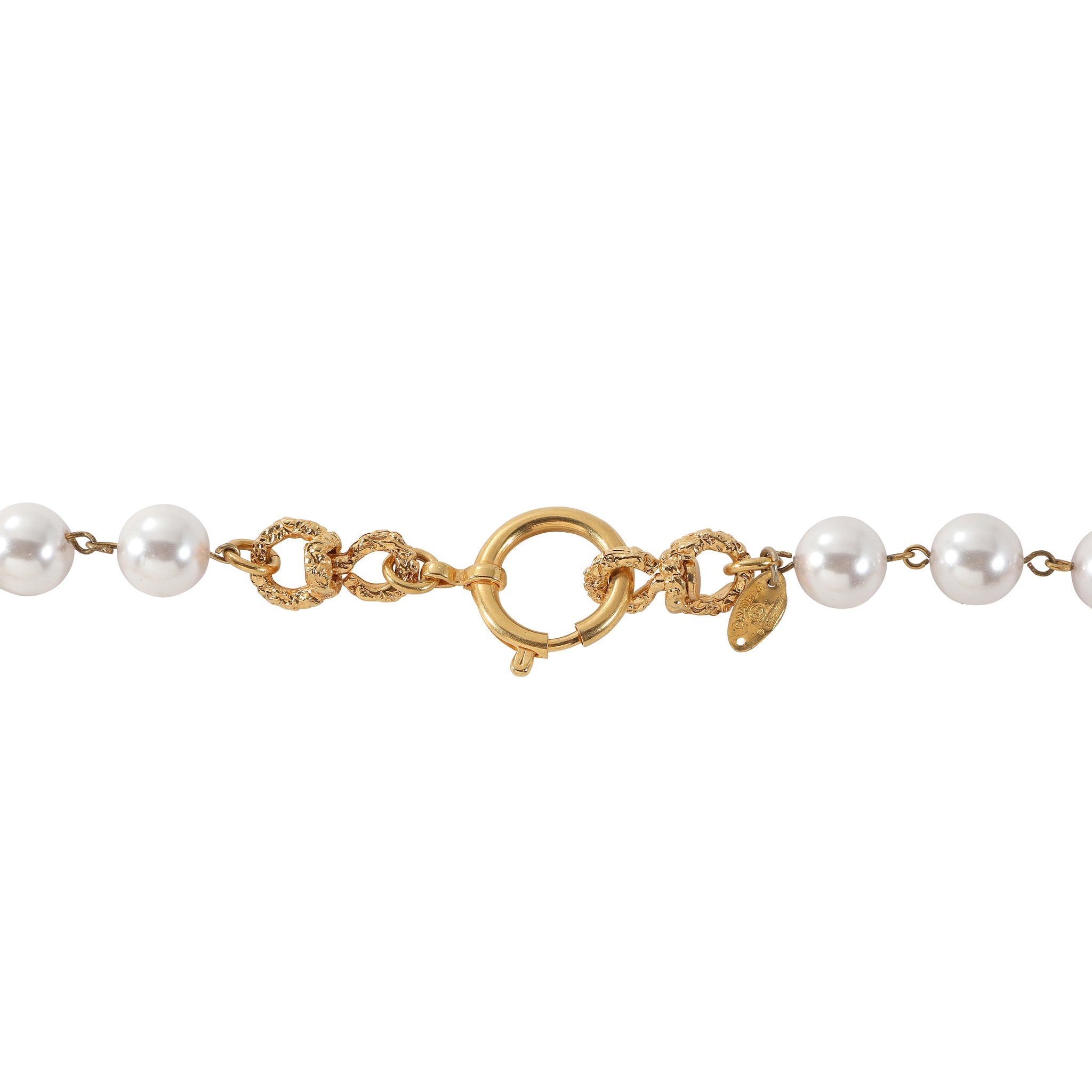 Chanel Gold Washed Wire Clovers Pearl Neckalce
