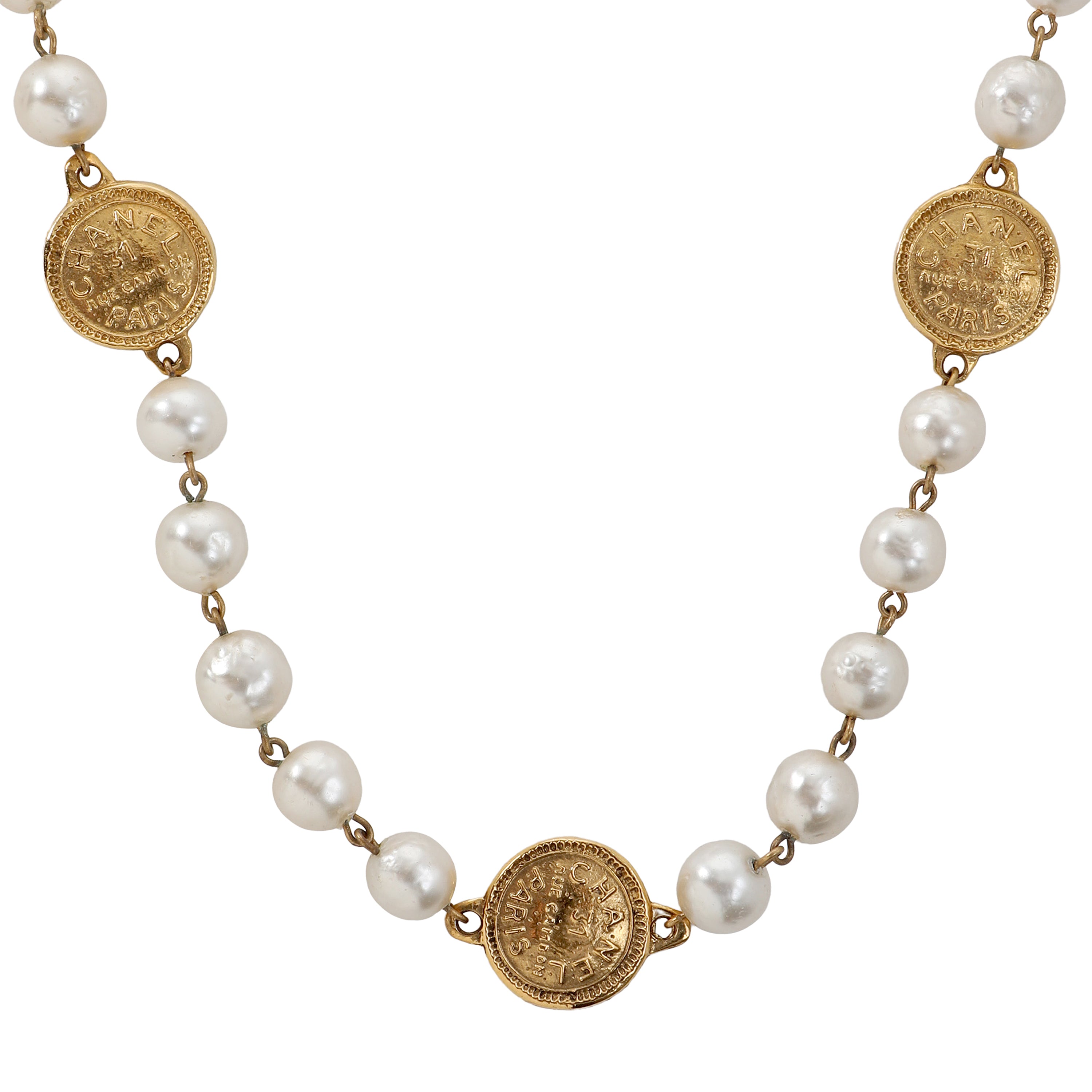 Chanel Vintage 31 Rue Cambon Coin Gold Necklace
