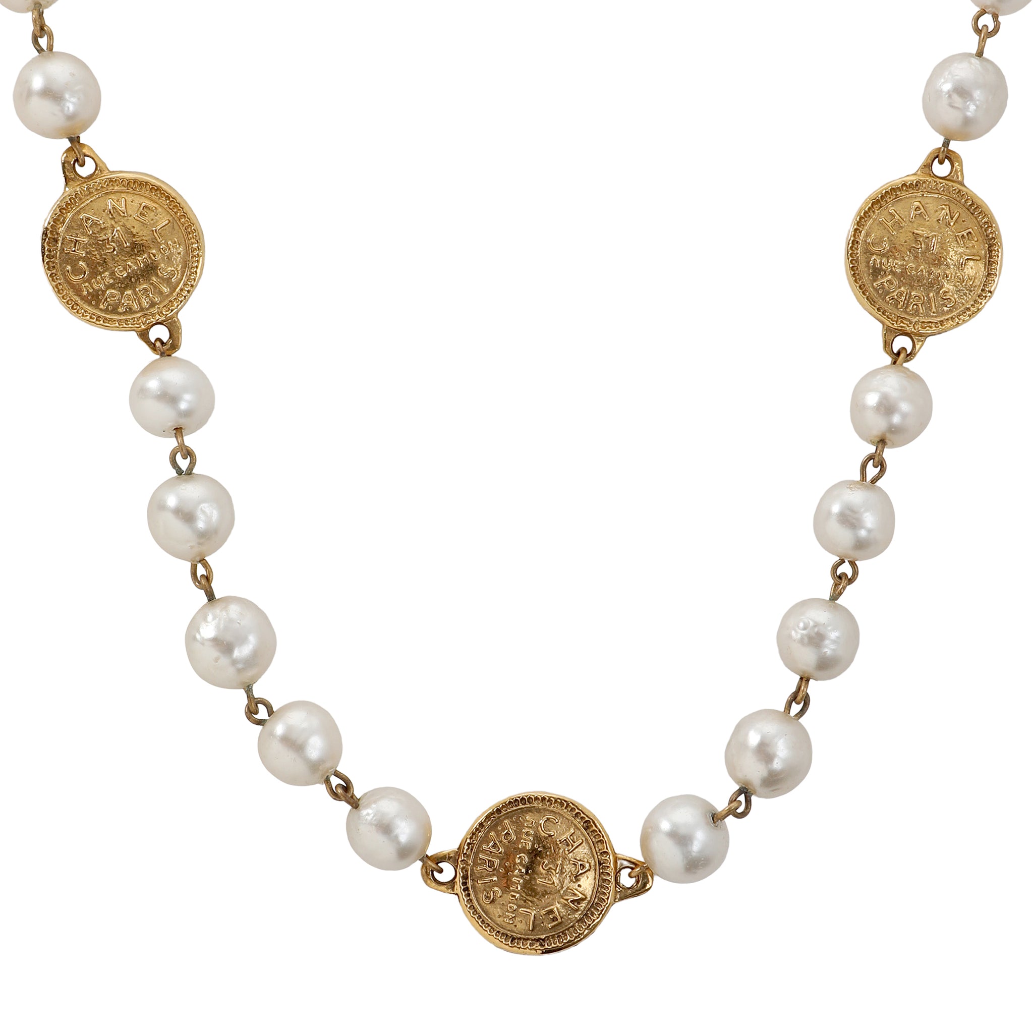 Chanel Vintage 31 Rue Cambon Coin Gold Necklace