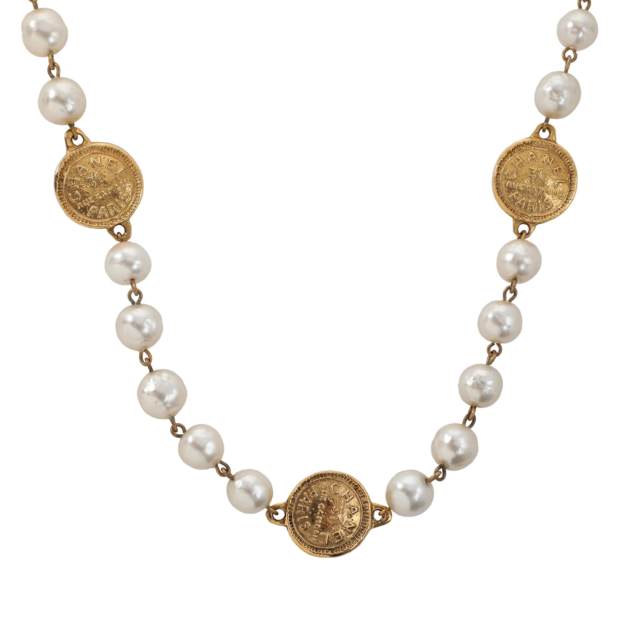Chanel Vintage 31 Rue Cambon Coin Gold Necklace
