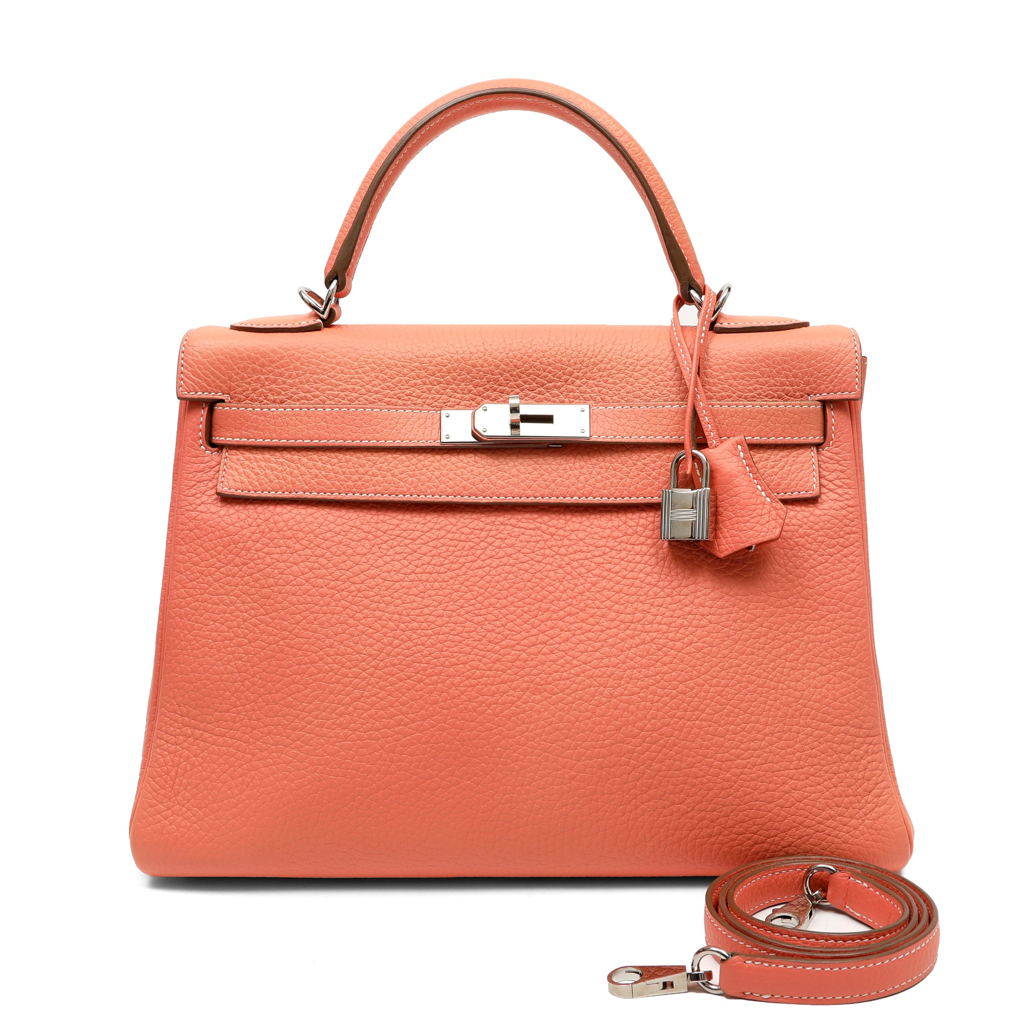 Hermès Kelly 32cm Crevette Clemence w/Palladium Hardware