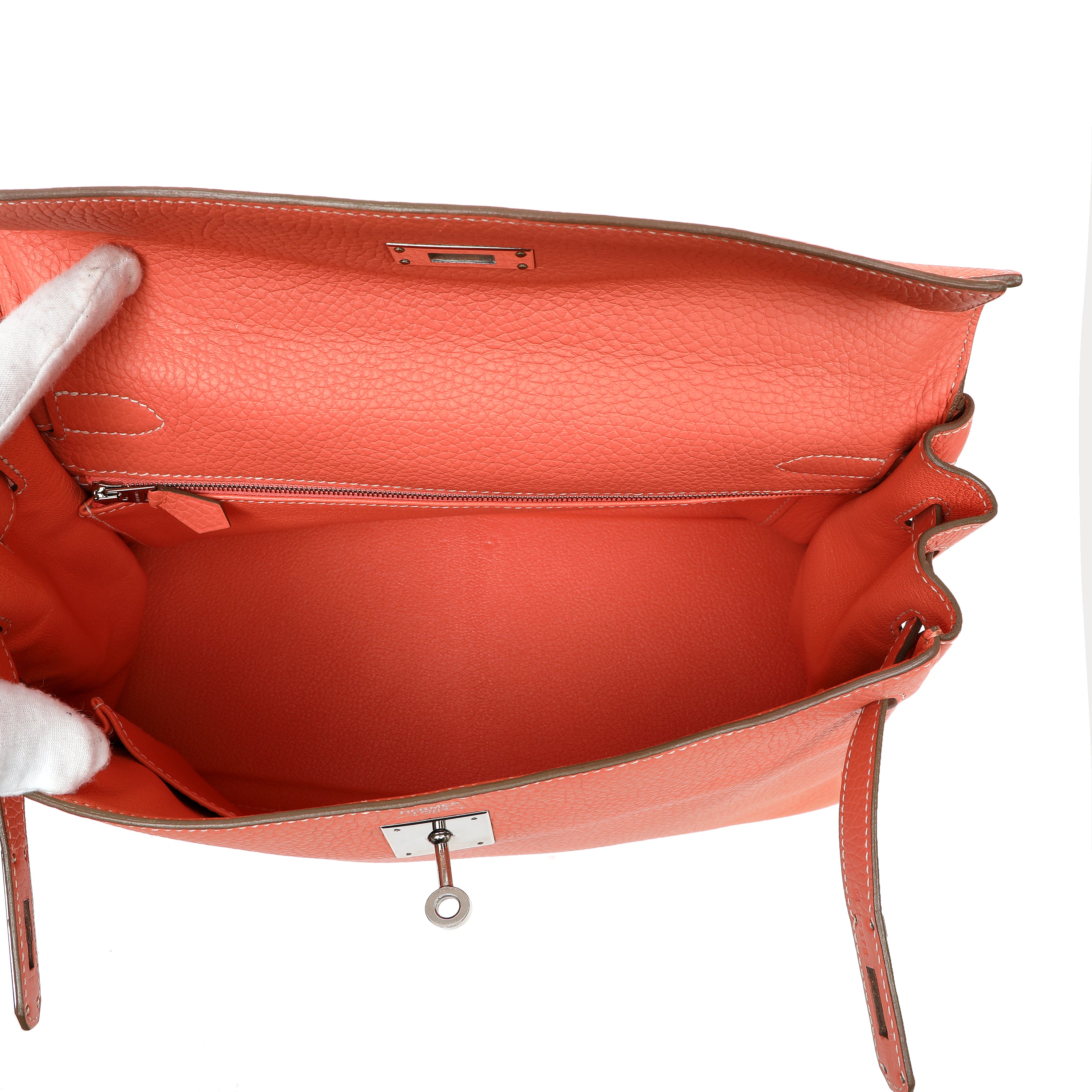 Hermès Kelly 32cm Crevette Clemence w/Palladium Hardware
