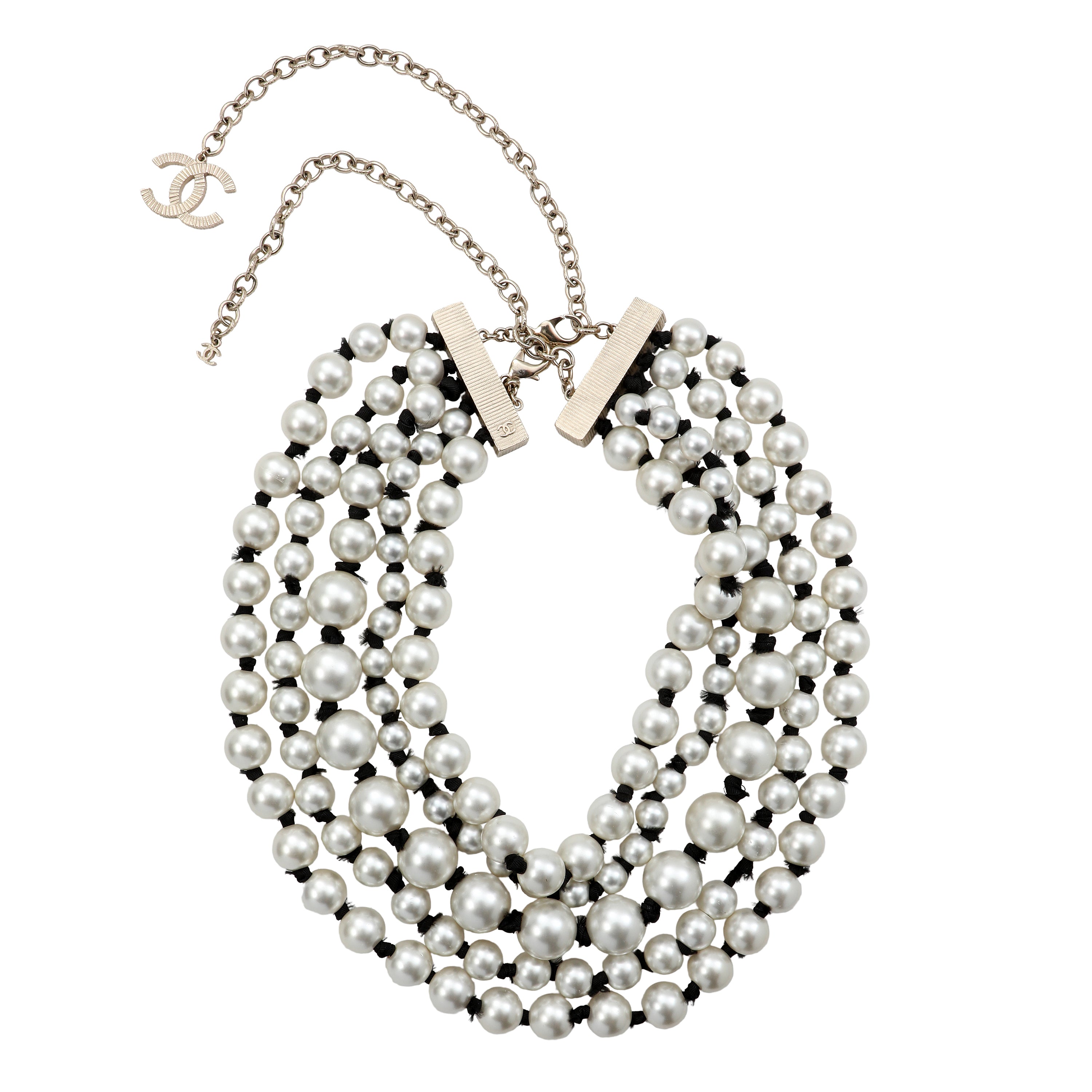 Chanel Five Strand Pearl Bead Choker