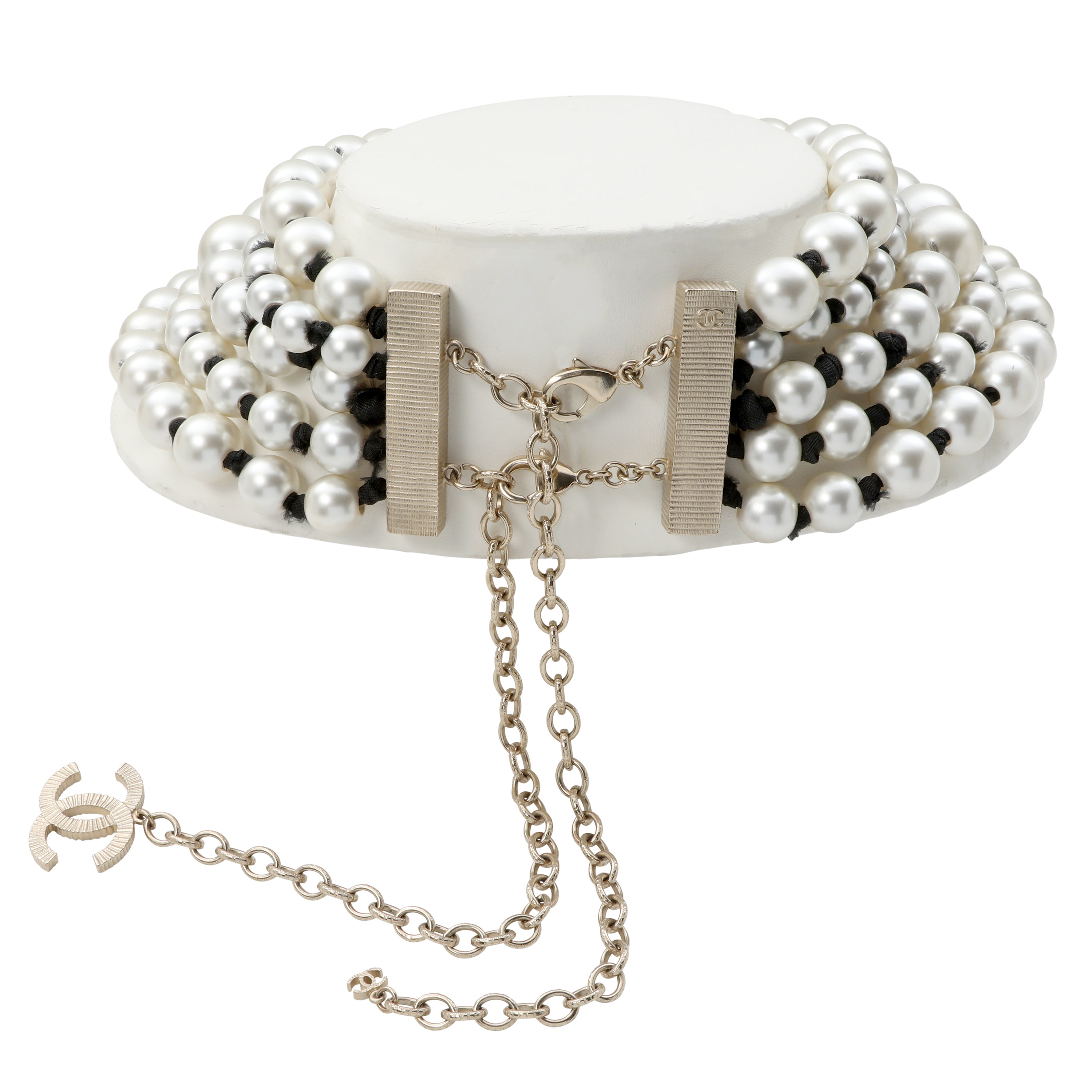Chanel Five Strand Pearl Bead Choker