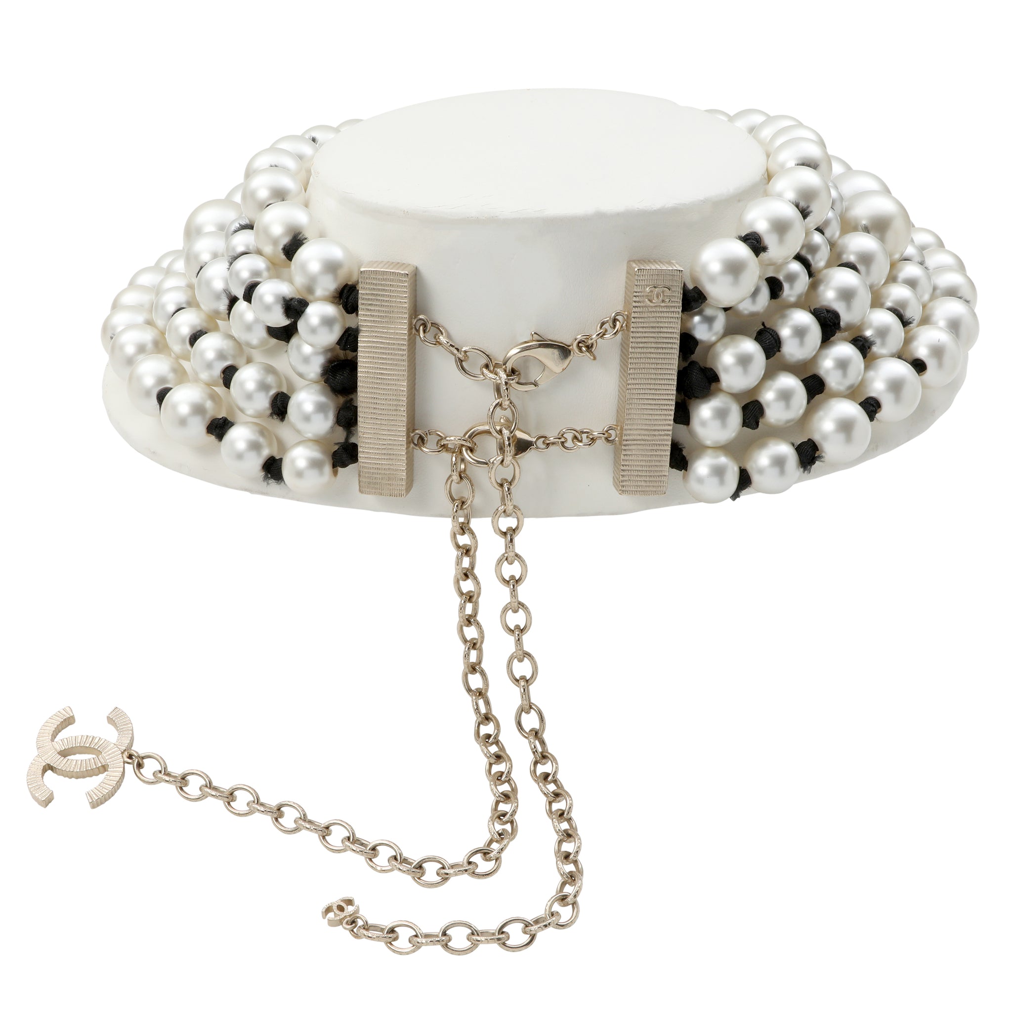 Chanel Five Strand Pearl Bead Choker