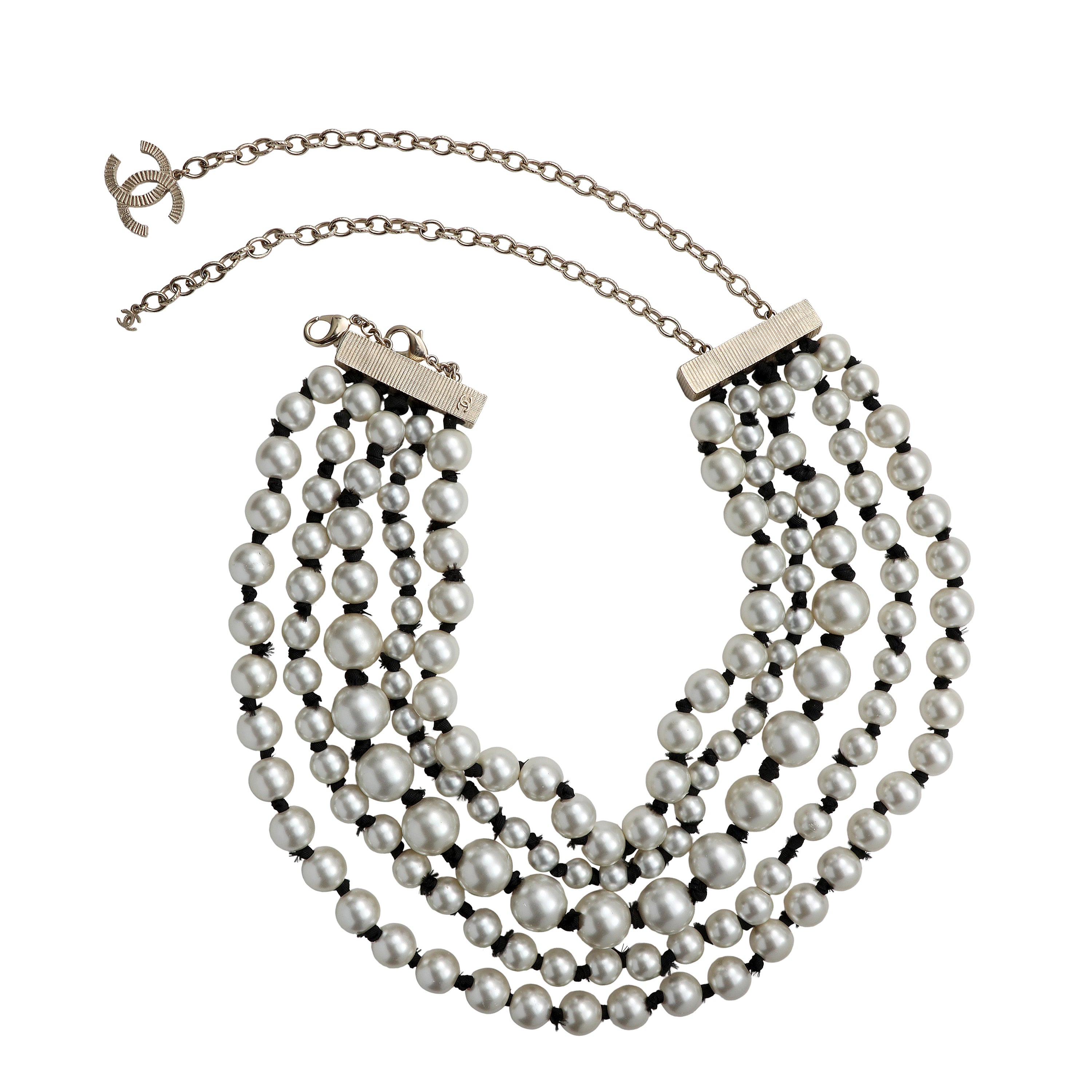 Chanel Five Strand Pearl Bead Choker