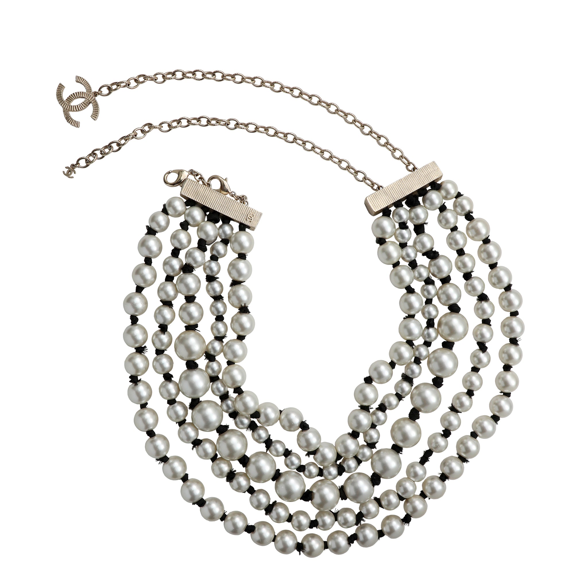 Chanel Five Strand Pearl Bead Choker