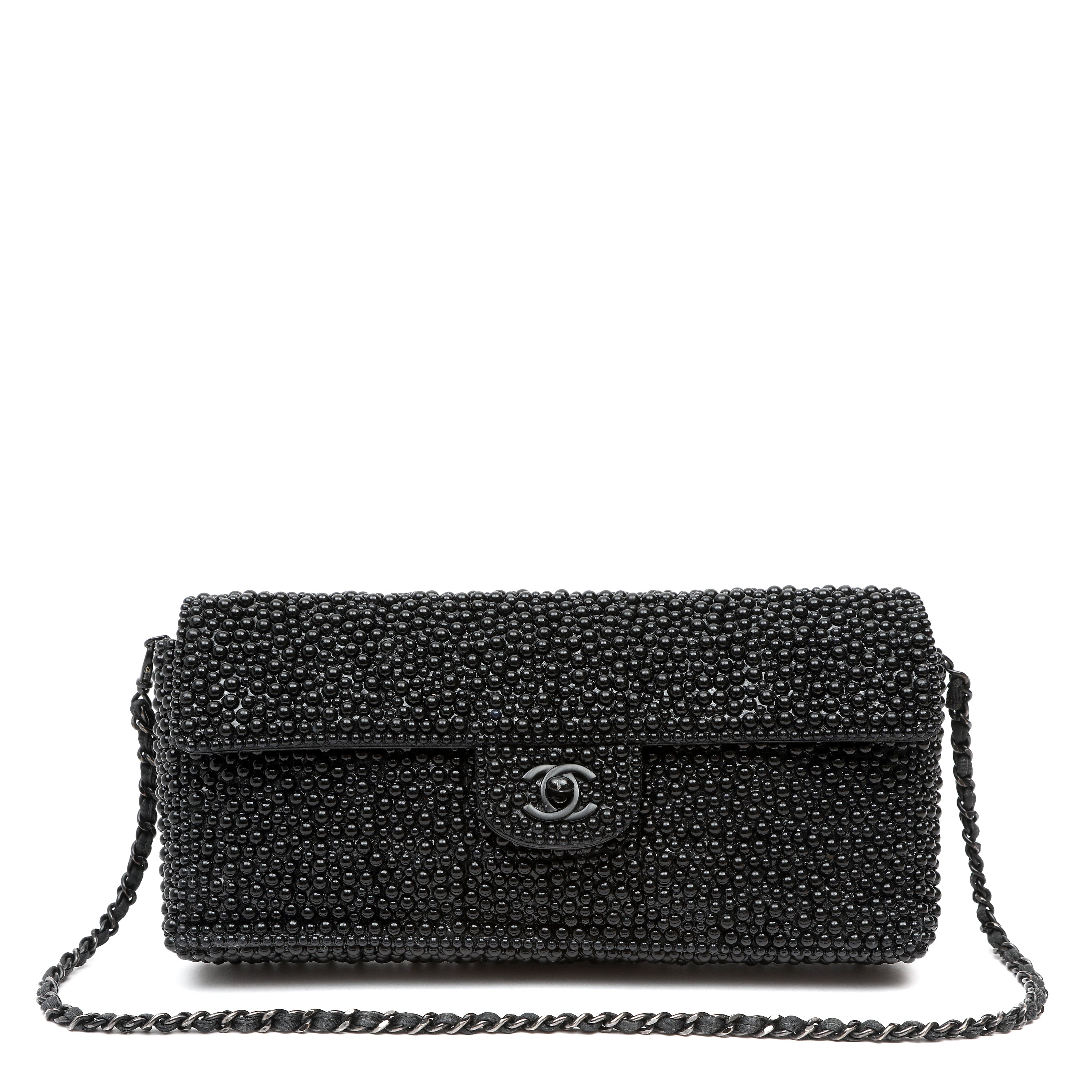 Chanel Black Faux Pearl East West Evening