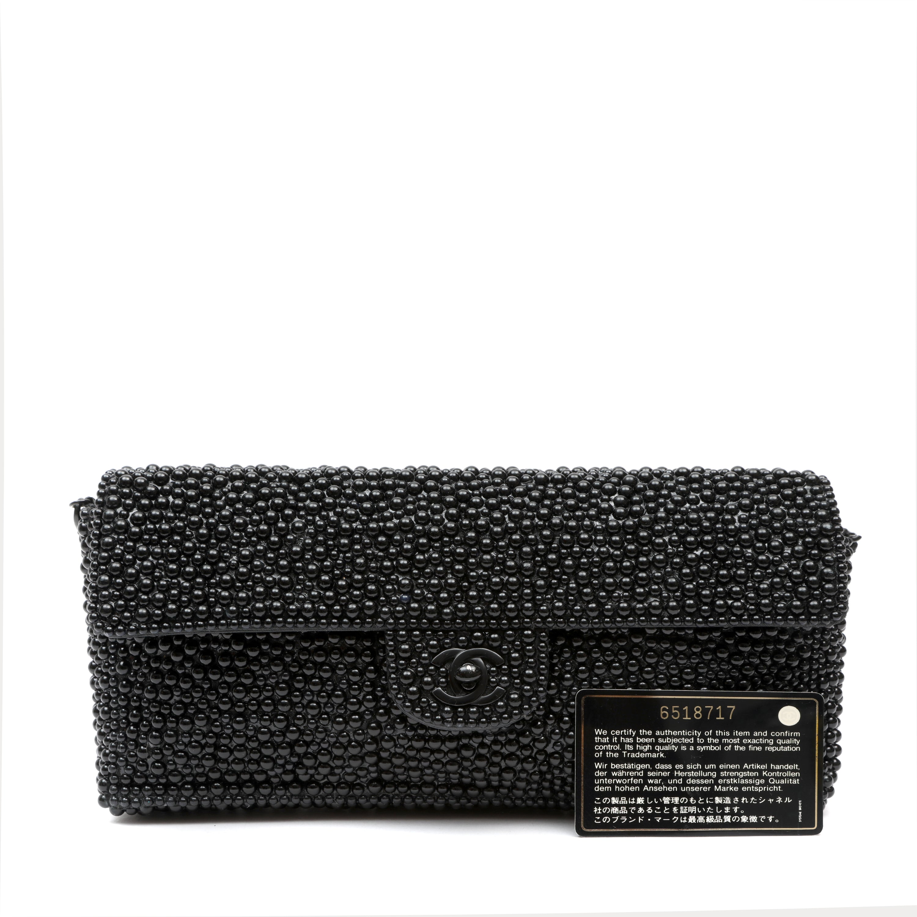 Chanel Black Faux Pearl East West Evening
