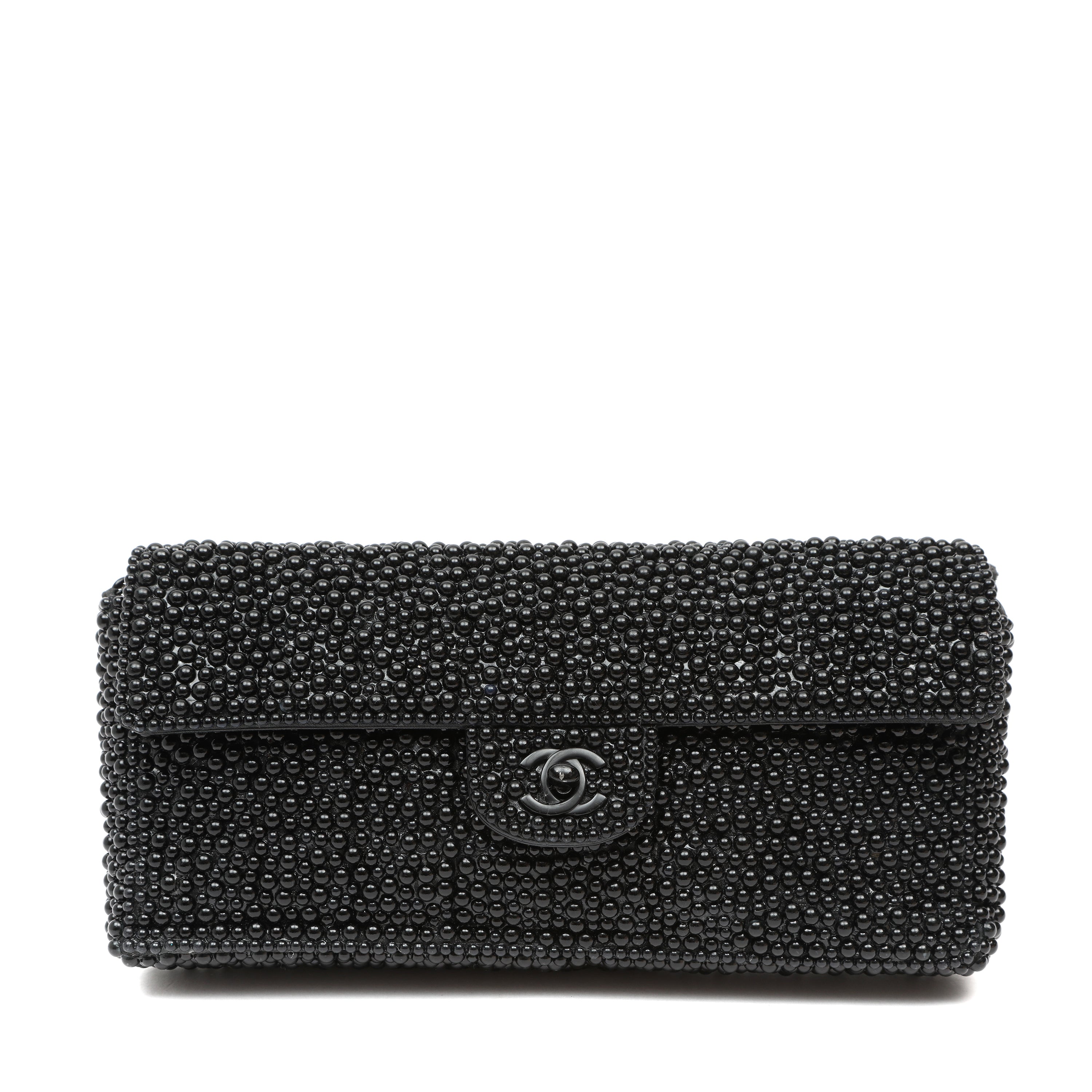 Chanel Black Faux Pearl East West Evening