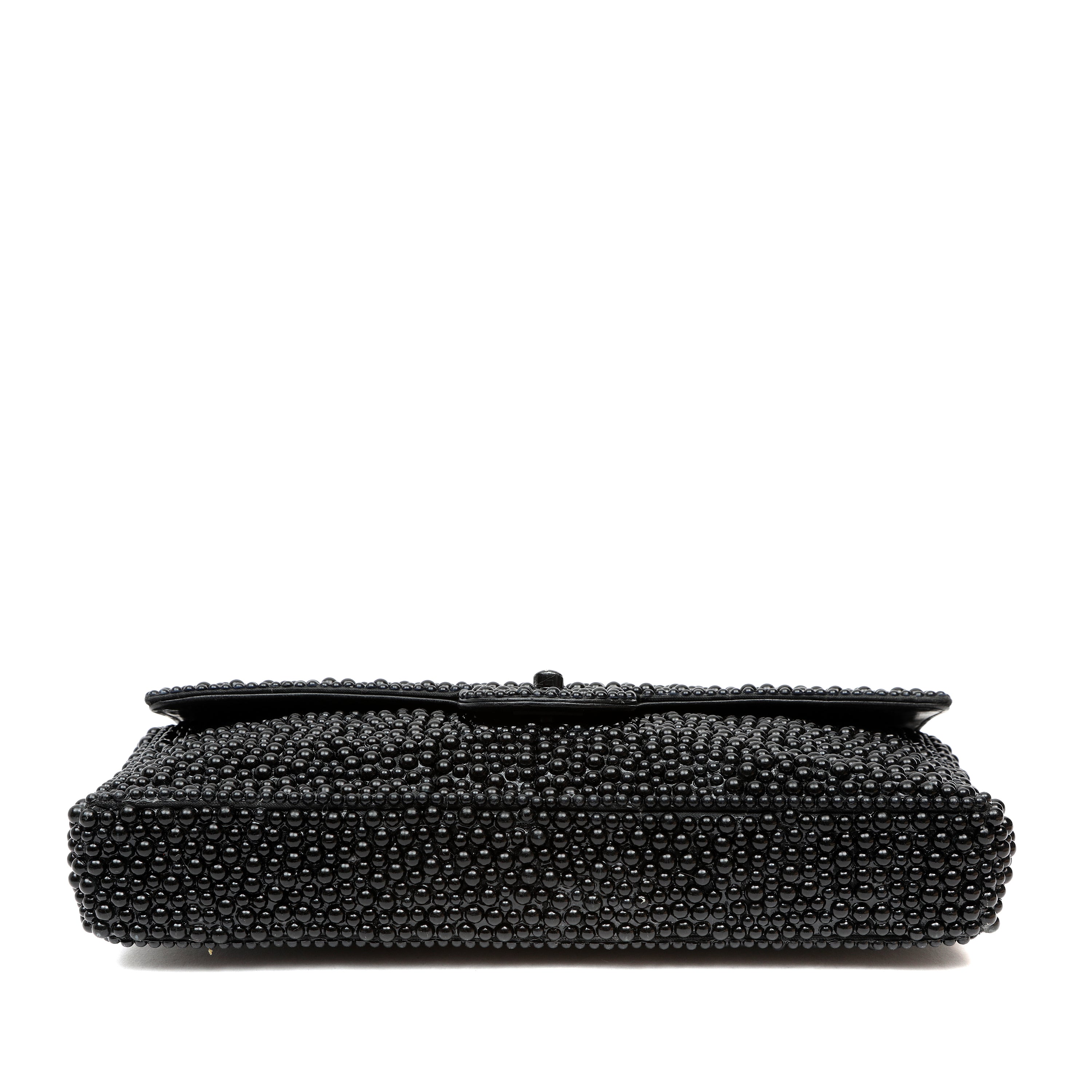 Chanel Black Faux Pearl East West Evening