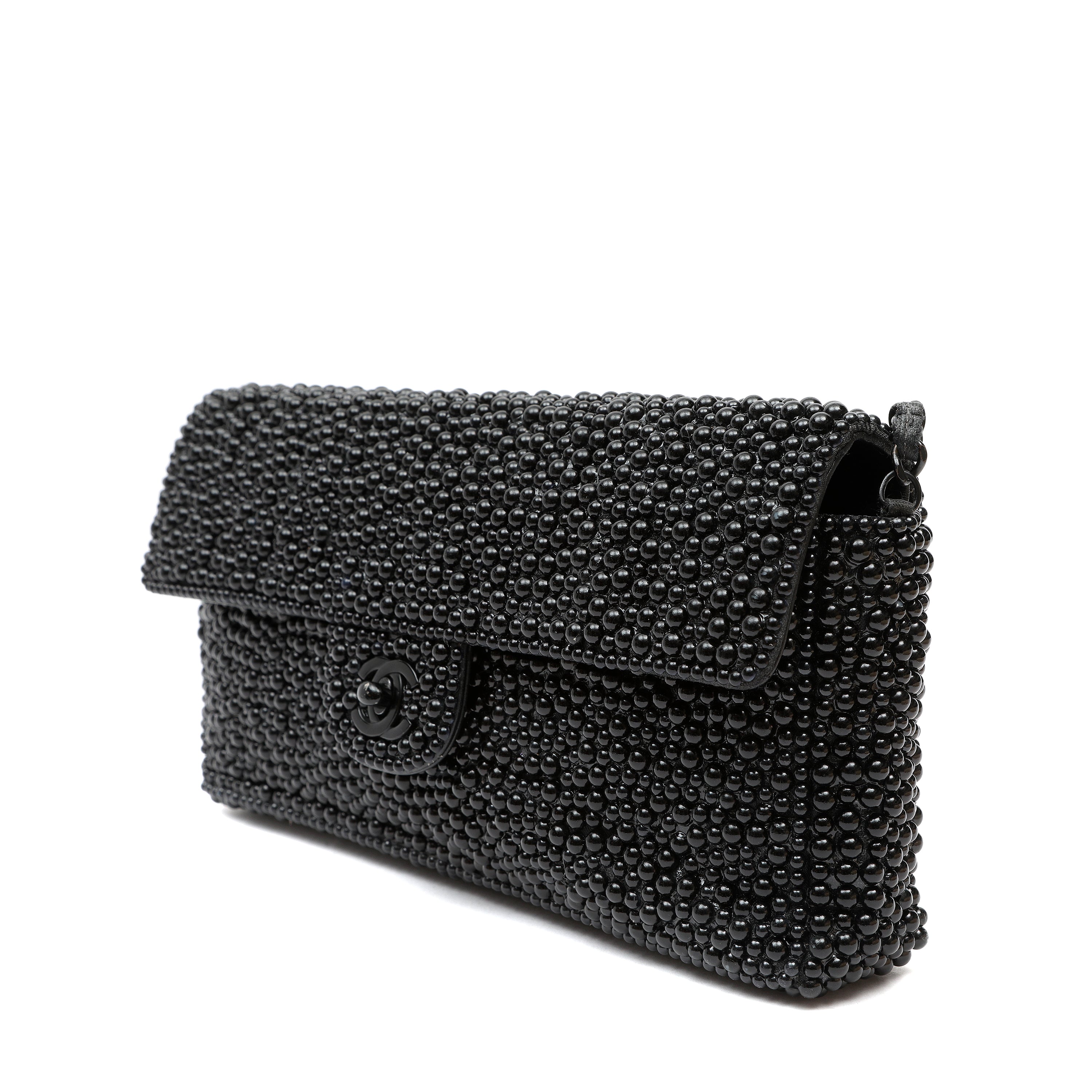 Chanel Black Faux Pearl East West Evening