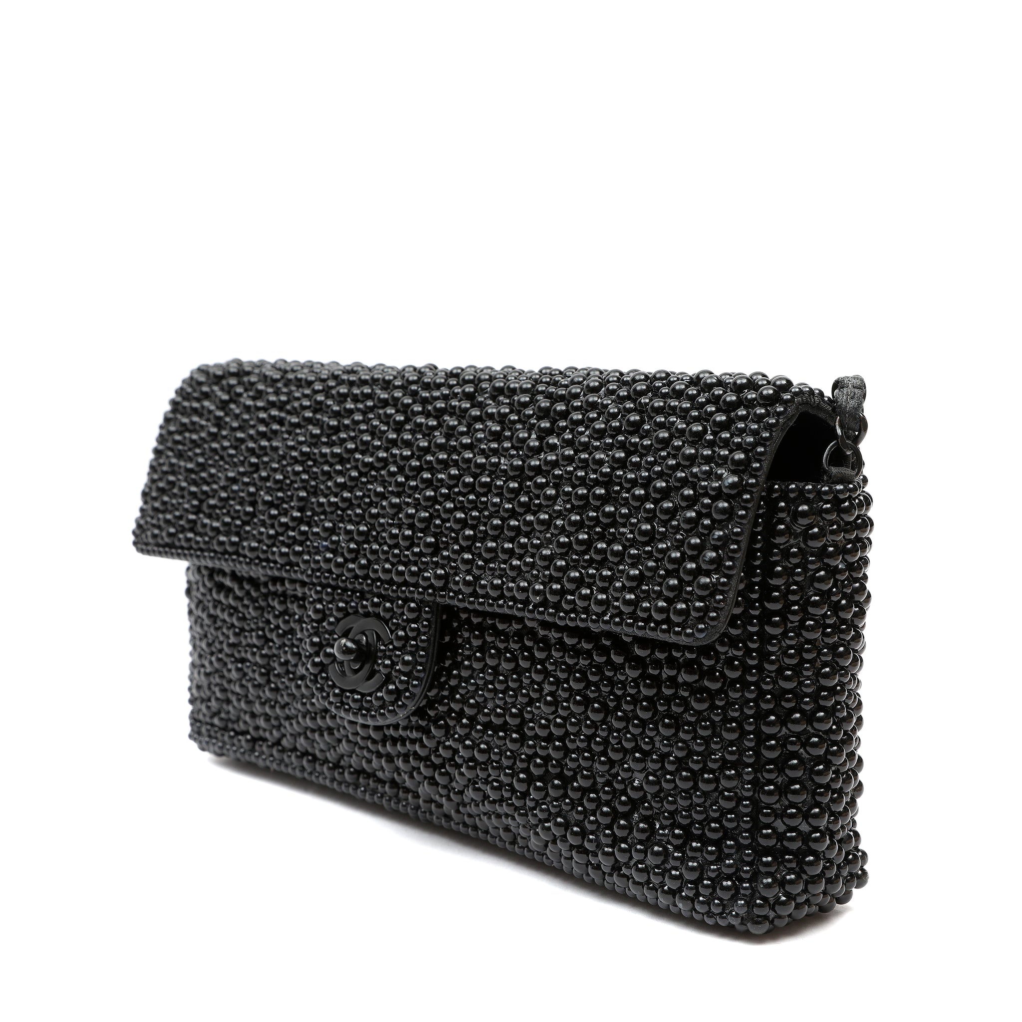 Chanel Black Faux Pearl East West Evening
