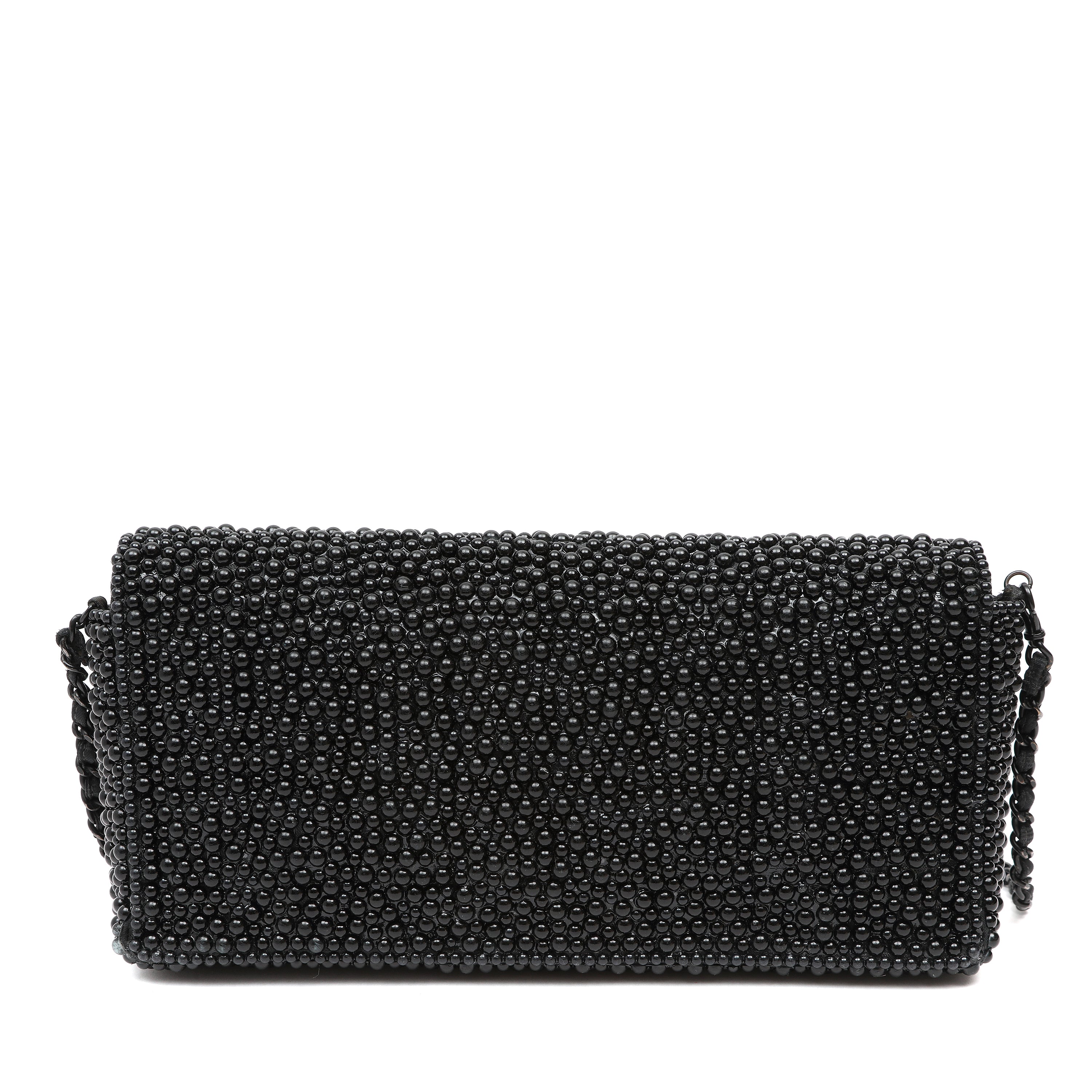 Chanel Black Faux Pearl East West Evening