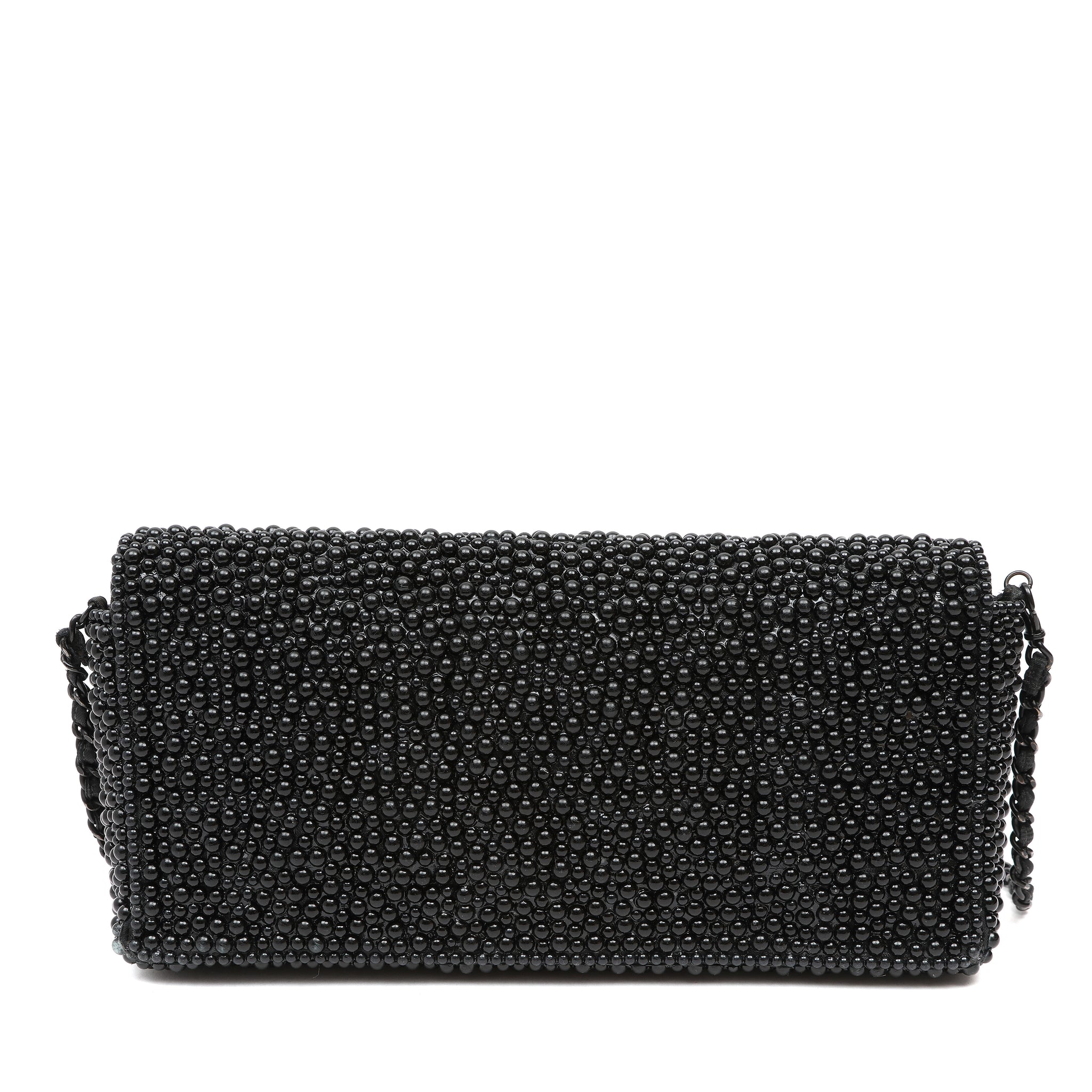 Chanel Black Faux Pearl East West Evening