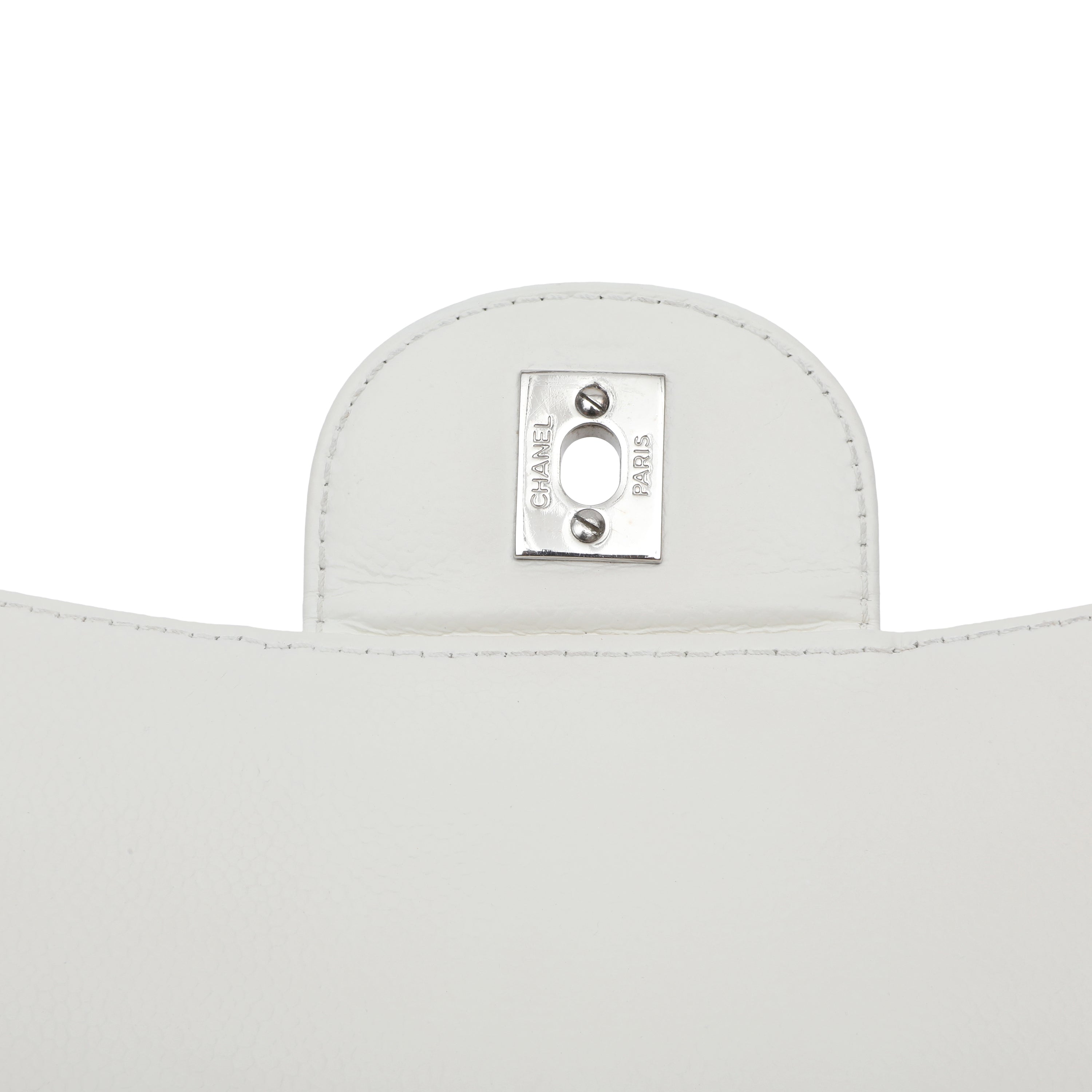 Chanel Classic Single Flap Jumbo White Caviar w/Silver Hardware