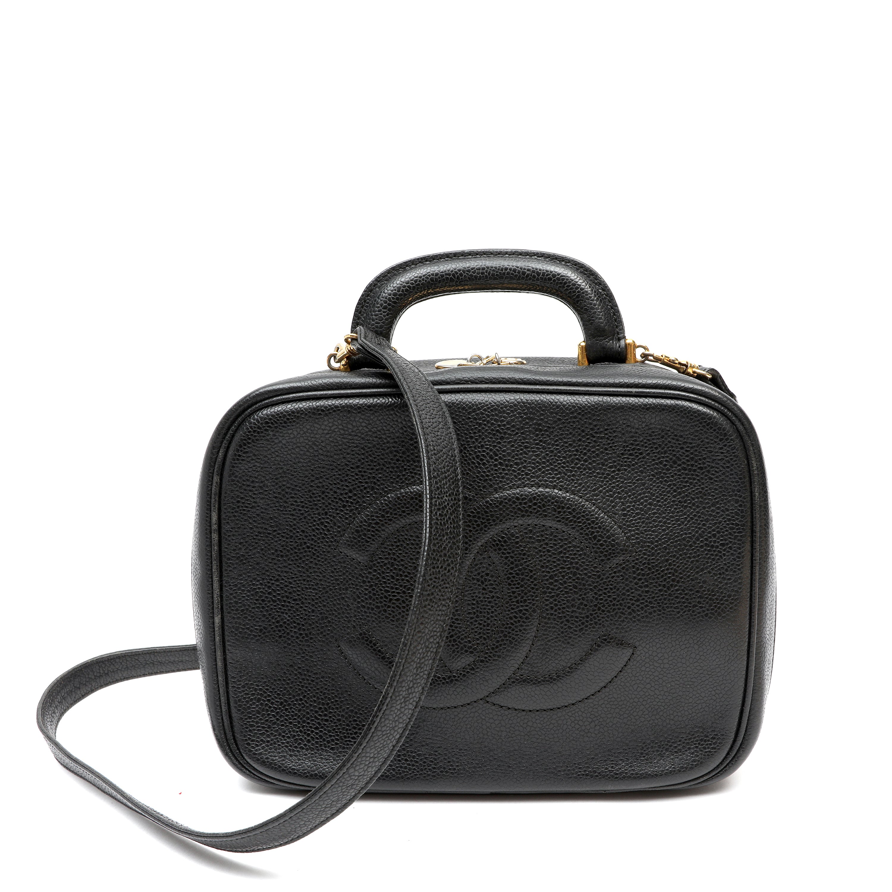 Chanel Vintage Timeless Black CC Caviar Lunch Box