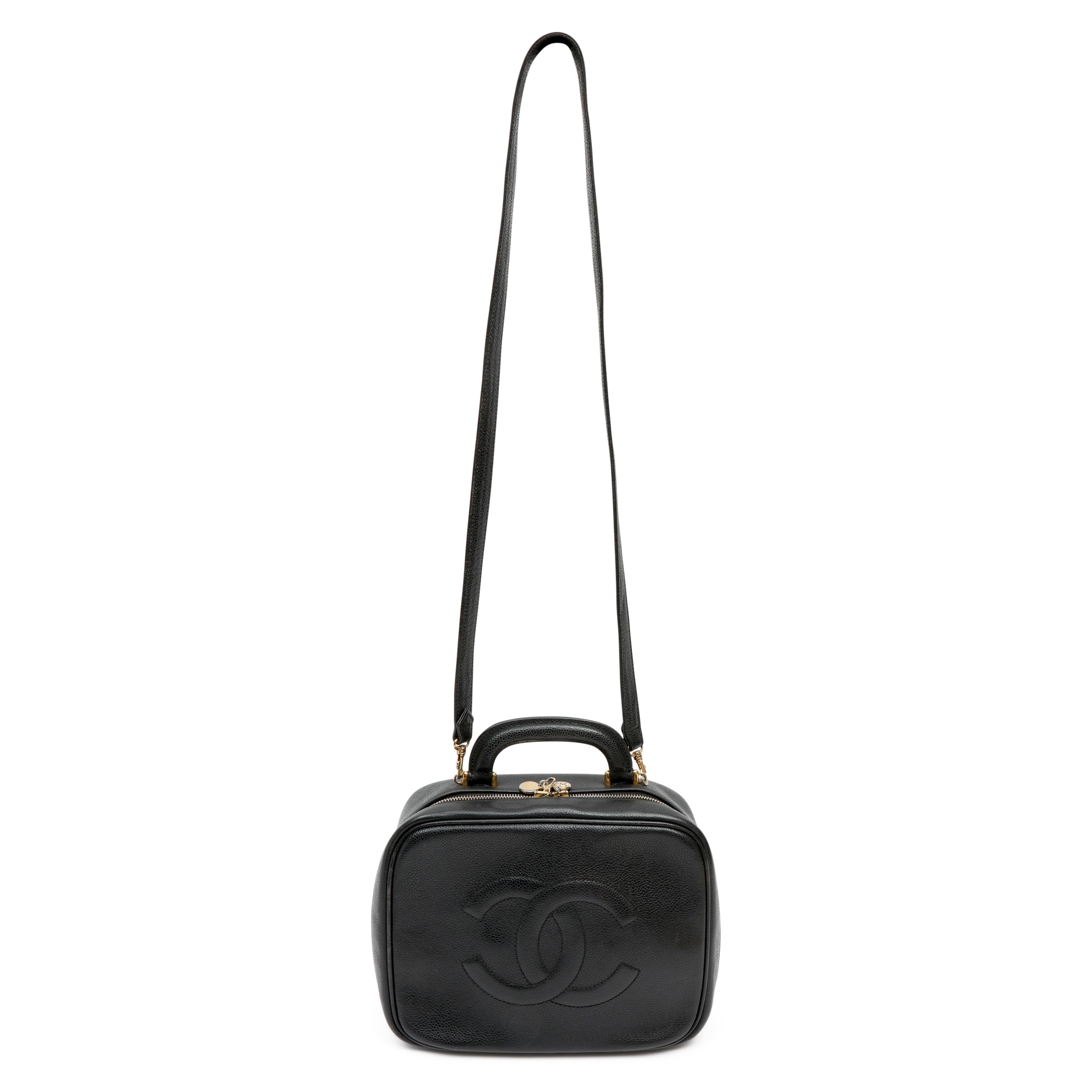 Chanel Vintage Timeless Black CC Caviar Lunch Box