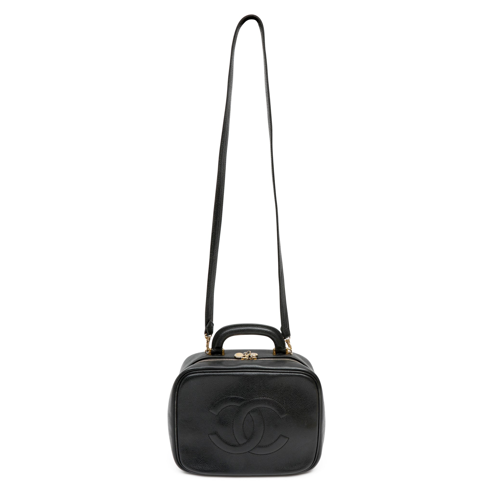Chanel Vintage Timeless Black CC Caviar Lunch Box