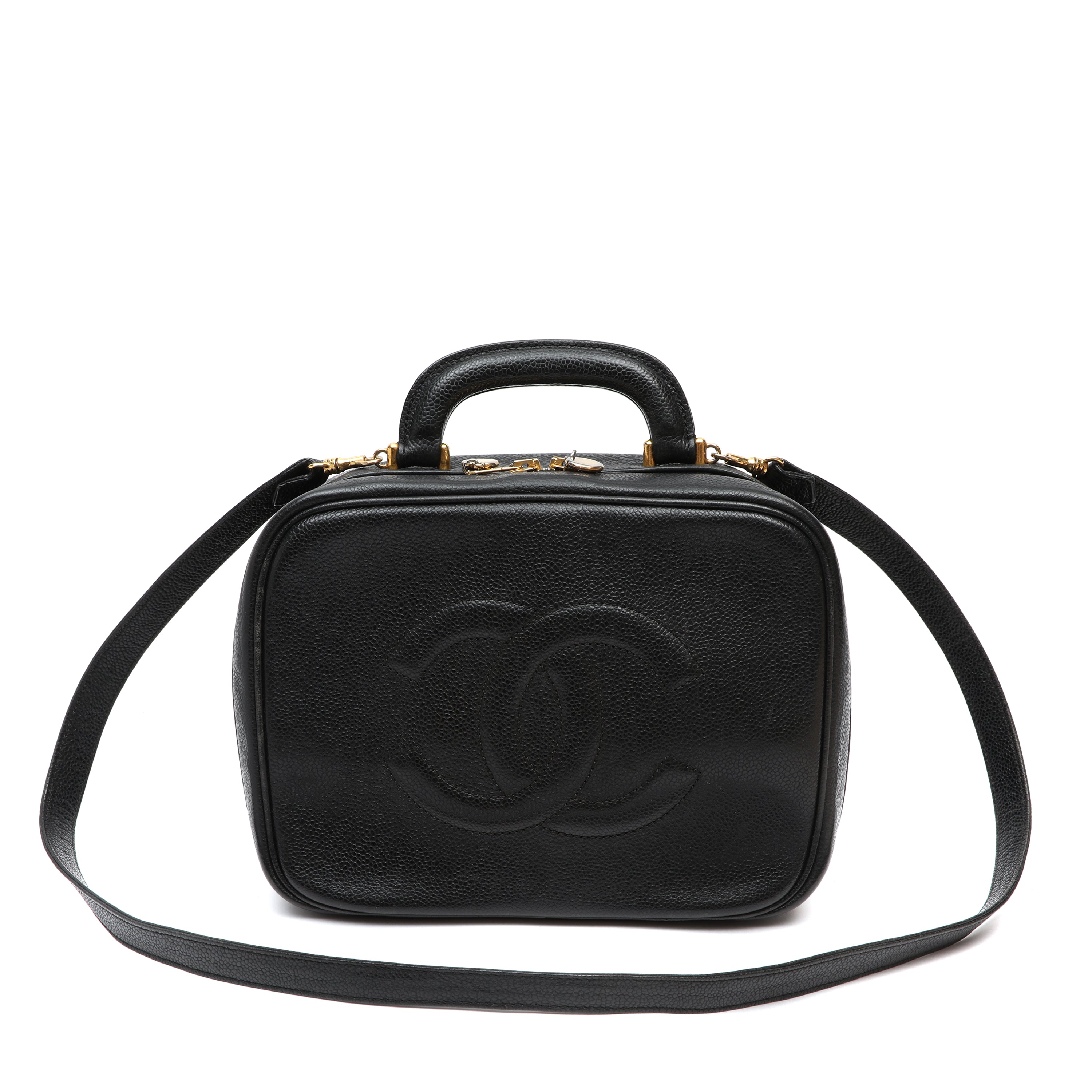 Chanel Vintage Timeless Black CC Caviar Lunch Box
